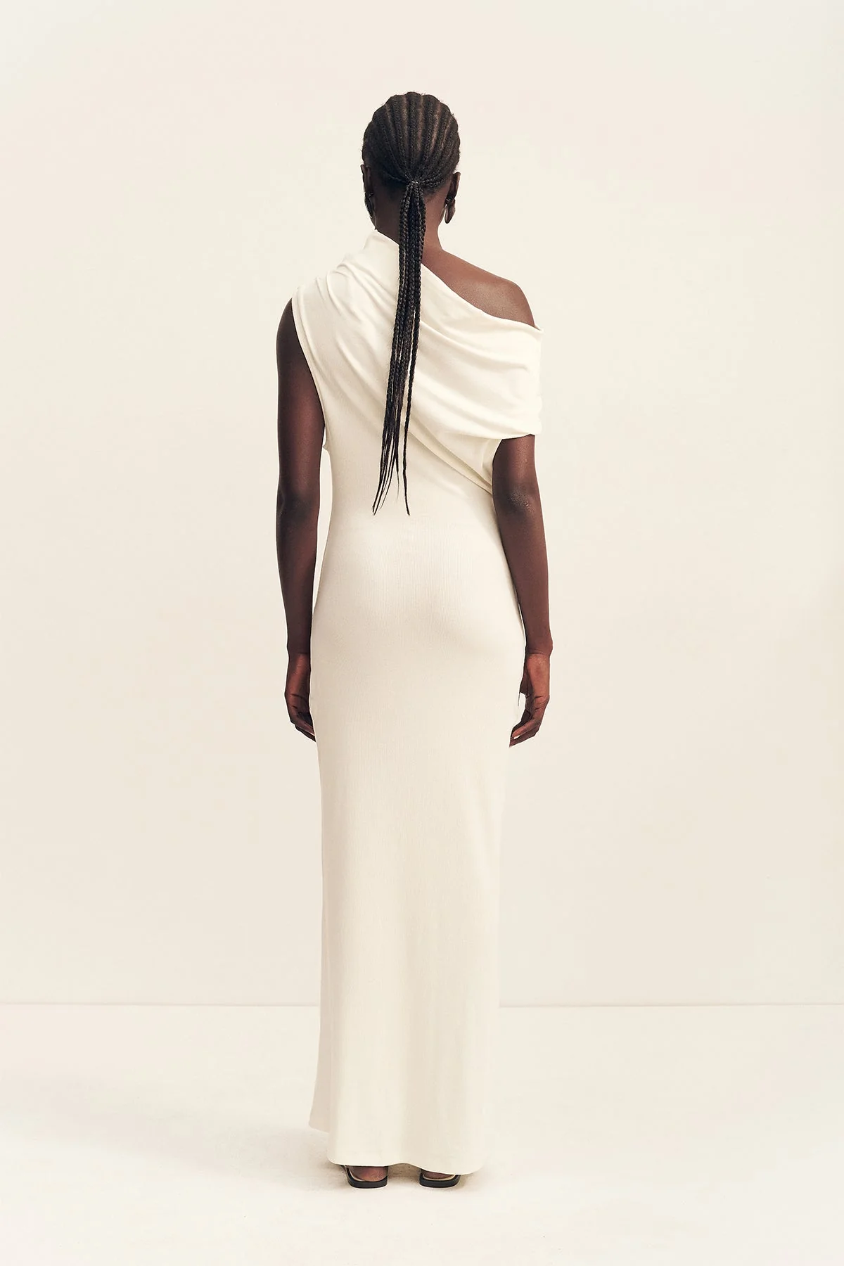 ABY JERSEY DRAPED MAXI DRESS - IVORY - Image 5