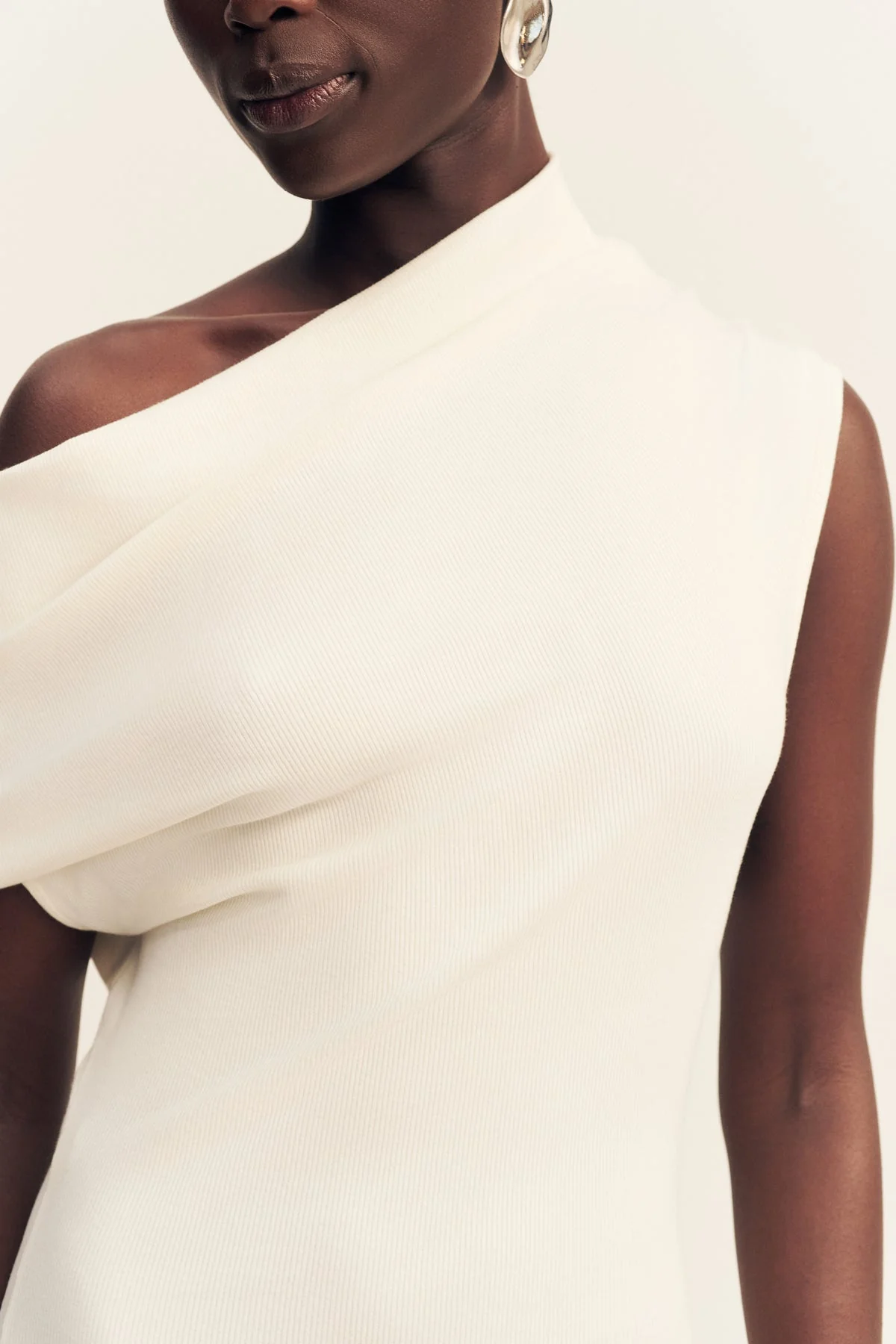 ABY JERSEY DRAPED MAXI DRESS - IVORY - Image 6