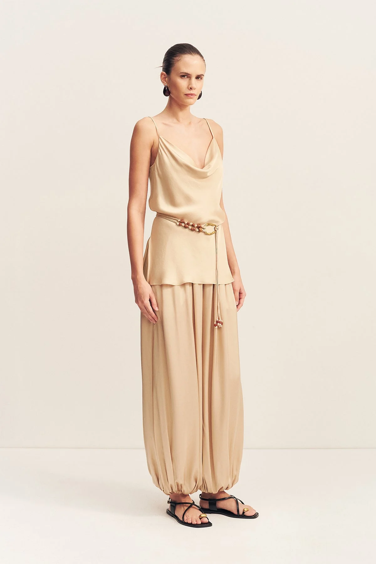 AGNES COWL NECK TUNIC WITH BELT - OAT - Image 4