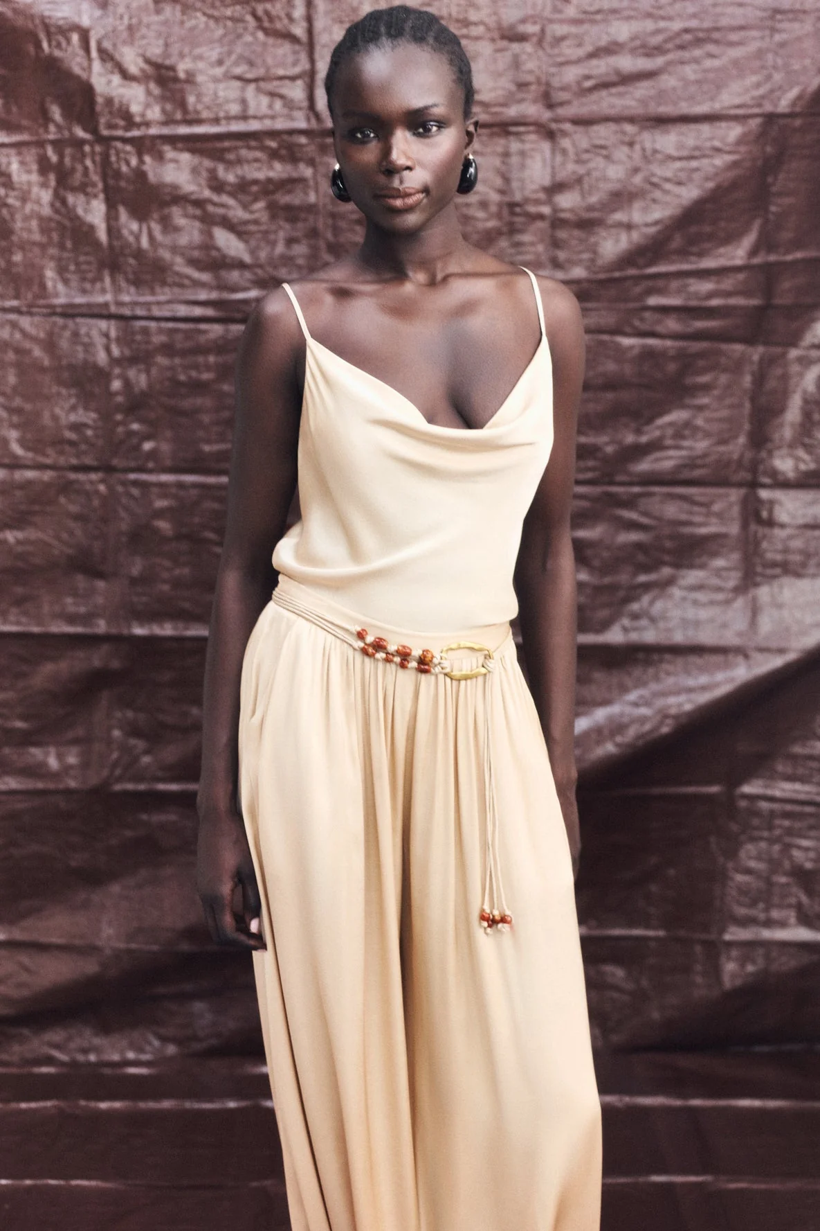 AGNES COWL NECK TUNIC WITH BELT - OAT - Image 9