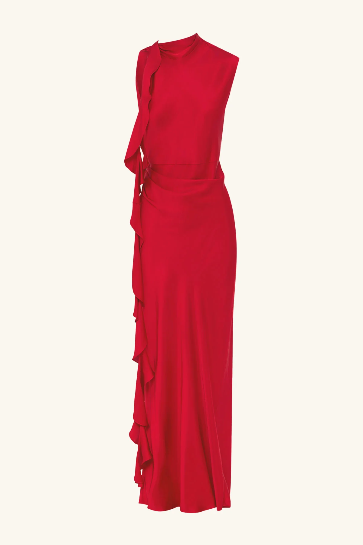 AGNES DRAPED RUFFLE MAXI DRESS - CHERRY - Image 7