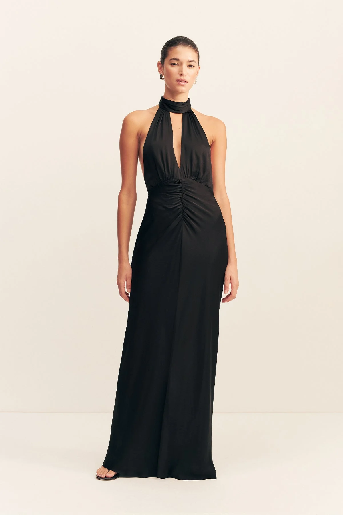 AGNES HALTER NECK MAXI DRESS - BLACK