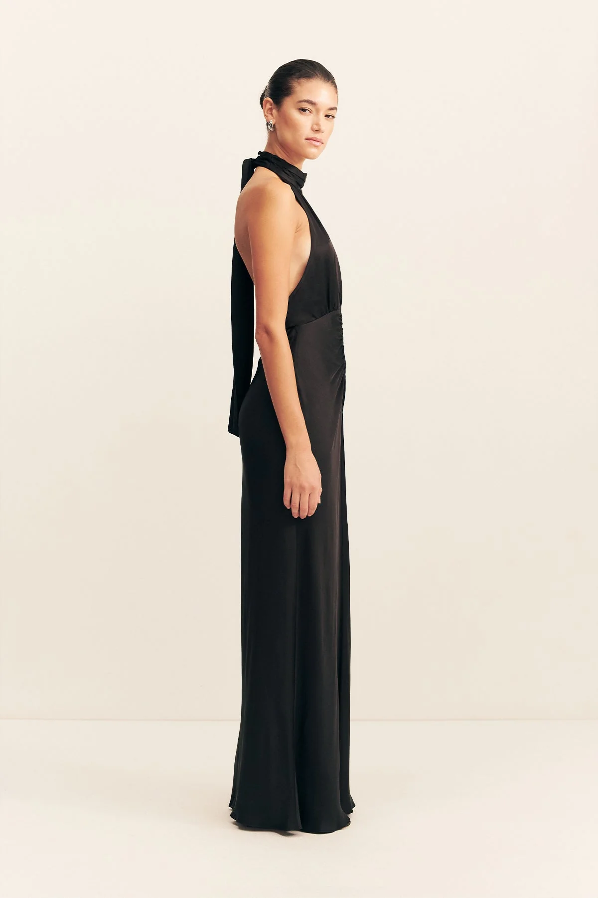 AGNES HALTER NECK MAXI DRESS - BLACK - Image 4