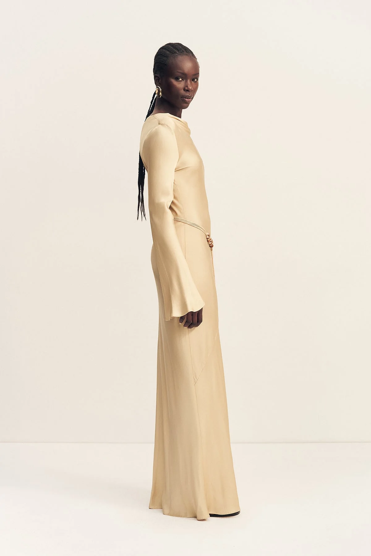 AGNES LONG SLEEVE MAXI DRESS WITH BELT - OAT - Image 4