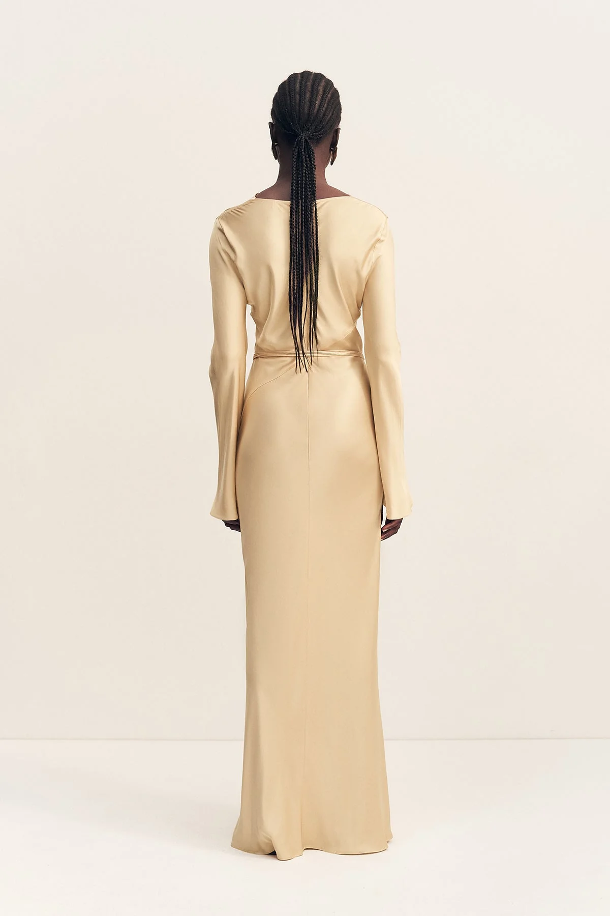 AGNES LONG SLEEVE MAXI DRESS WITH BELT - OAT - Image 5