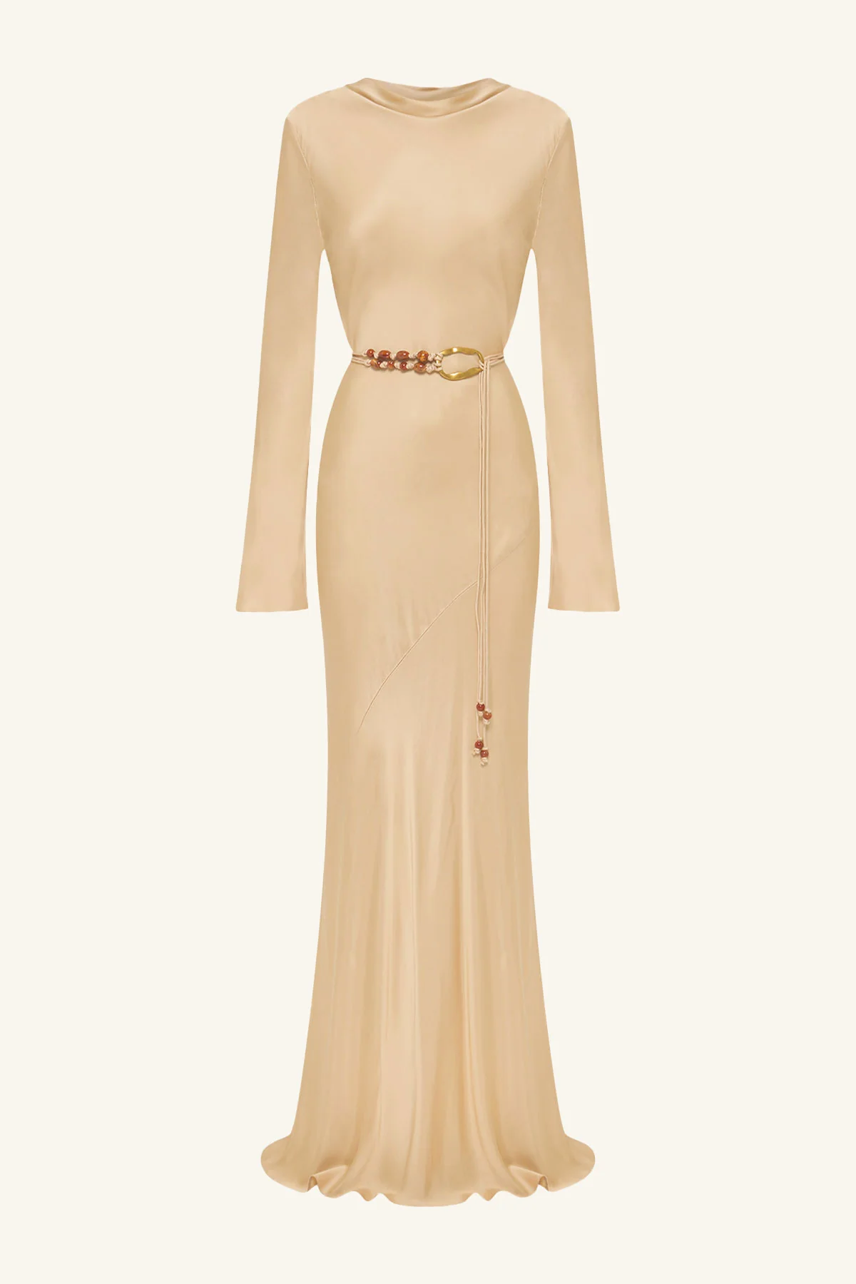 AGNES LONG SLEEVE MAXI DRESS WITH BELT - OAT - Image 9