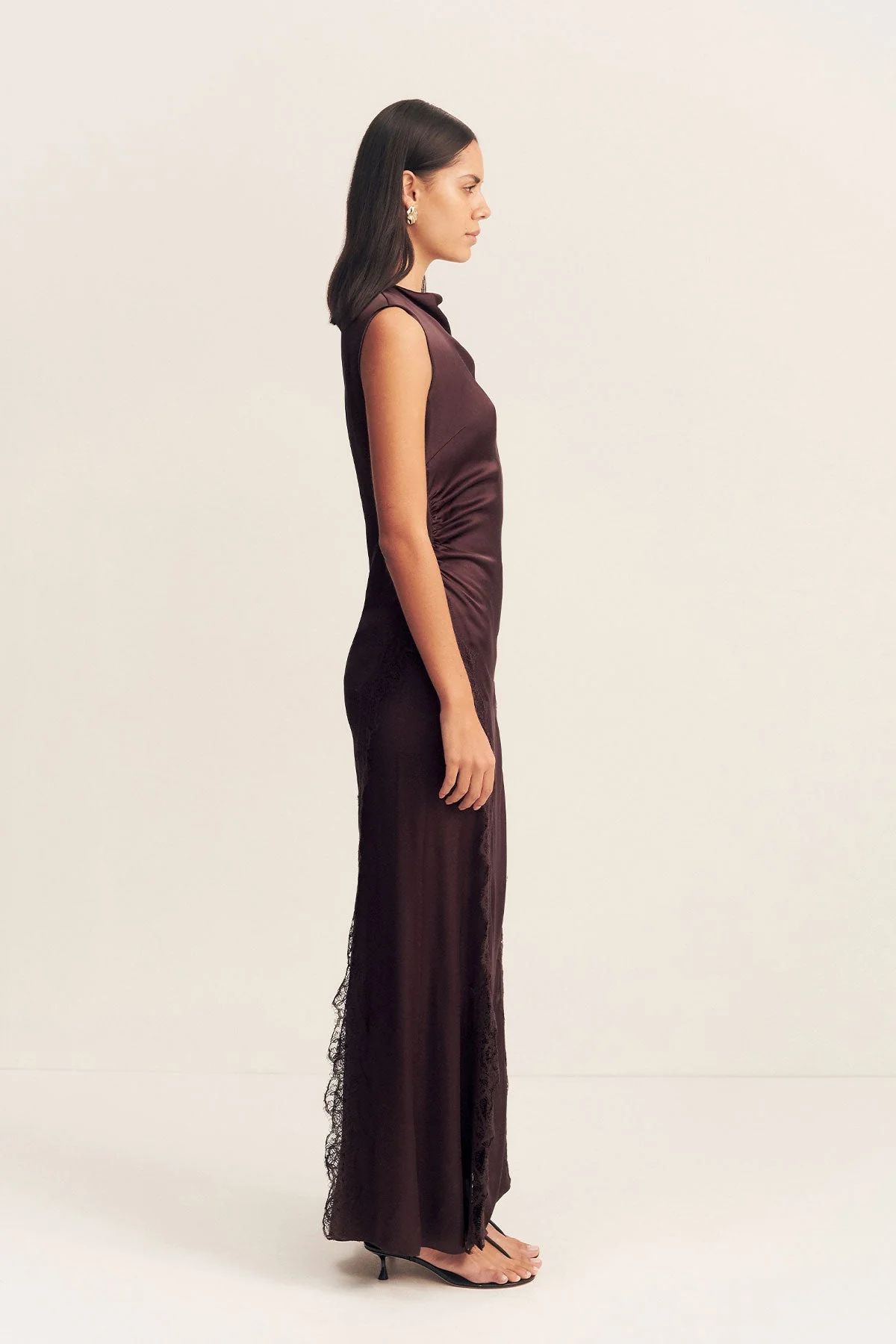 ALLEGRA LACE PANELLED MAXI DRESS - ESPRESSO - Image 3
