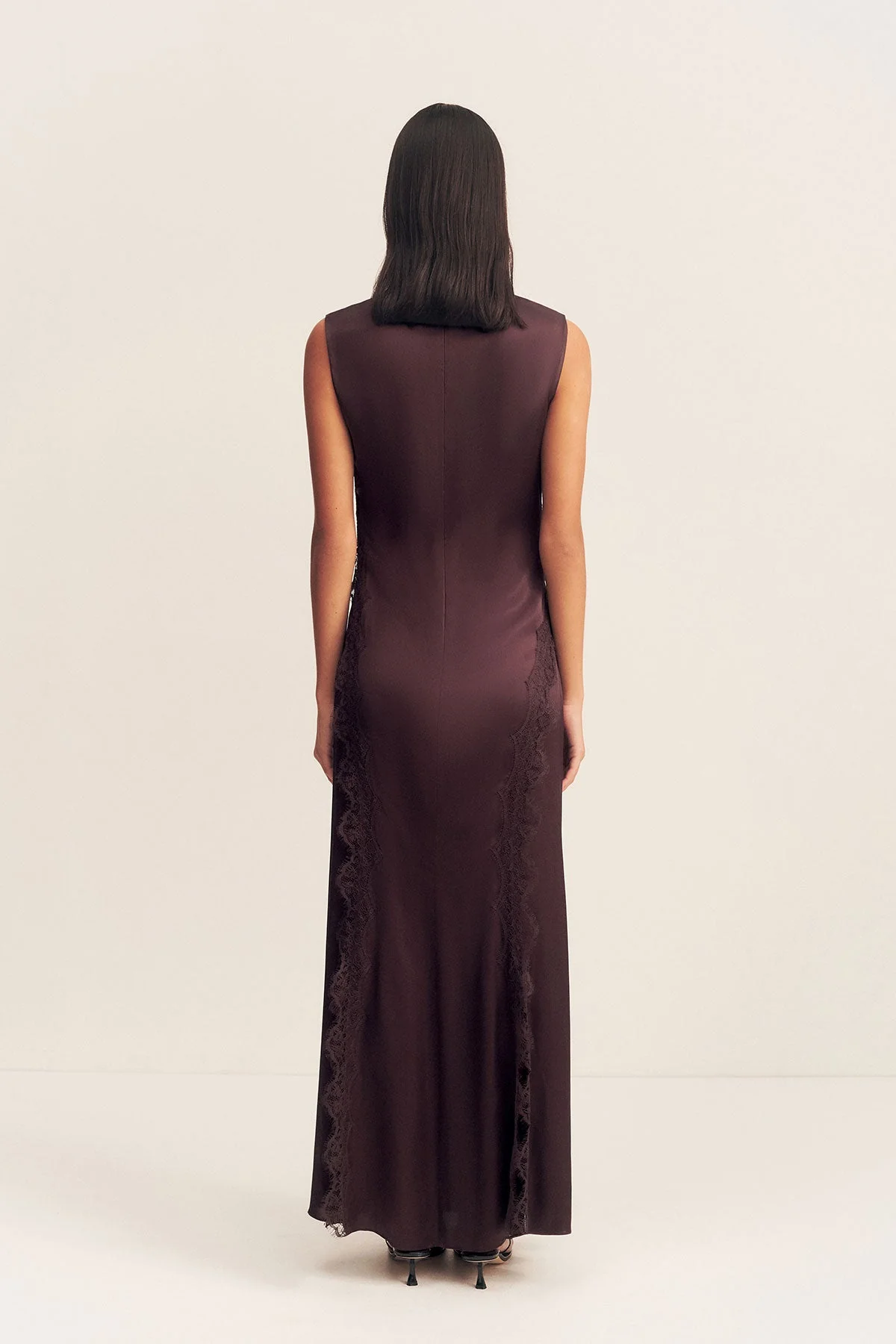 ALLEGRA LACE PANELLED MAXI DRESS - ESPRESSO - Image 4