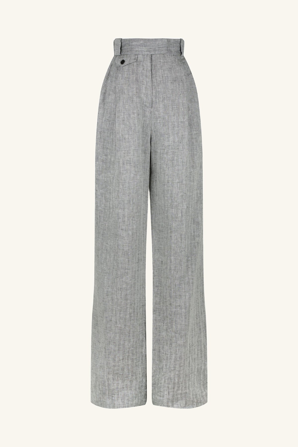 AMANDA LINEN HIGH WAISTED TAILORED PANT - ASH - Image 8