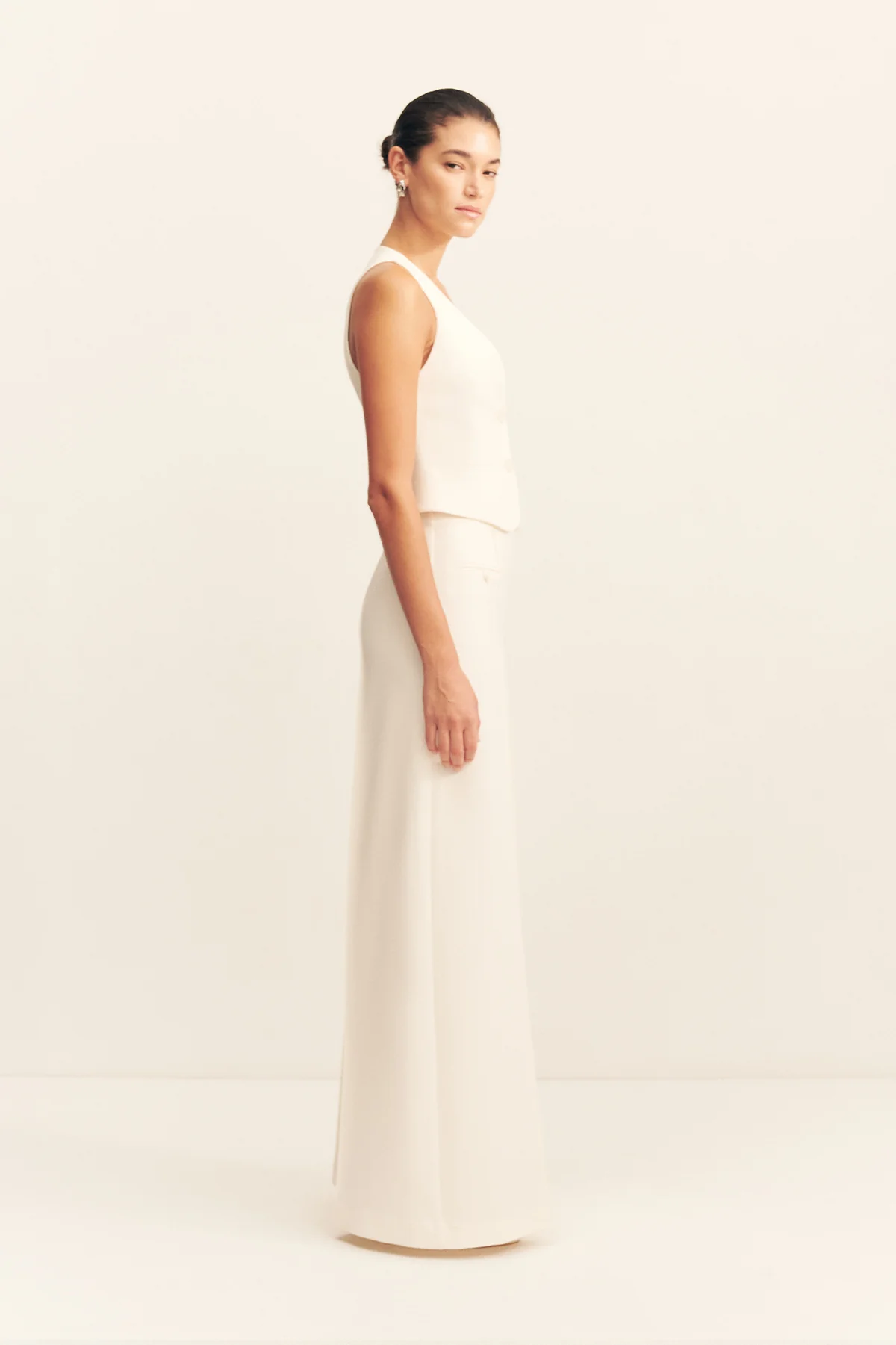 AMURA HIGH WAISTED WIDE LEG PANT - CREAM - Image 4
