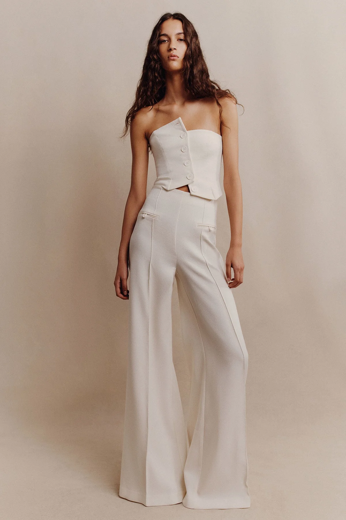 AMURA HIGH WAISTED WIDE LEG PANT - CREAM - Image 6