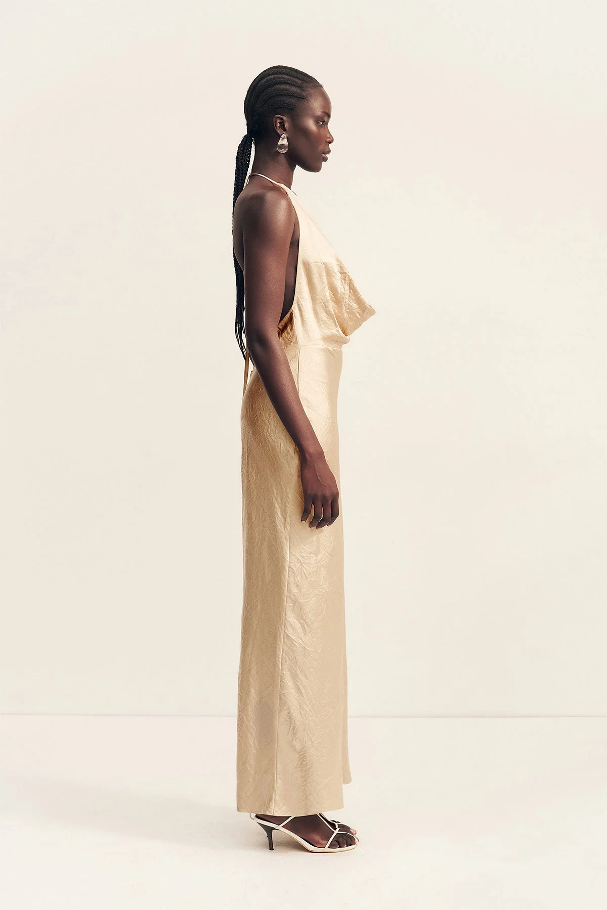 ANDIE LOW COWL MAXI DRESS - CHAMPAGNE - Image 4