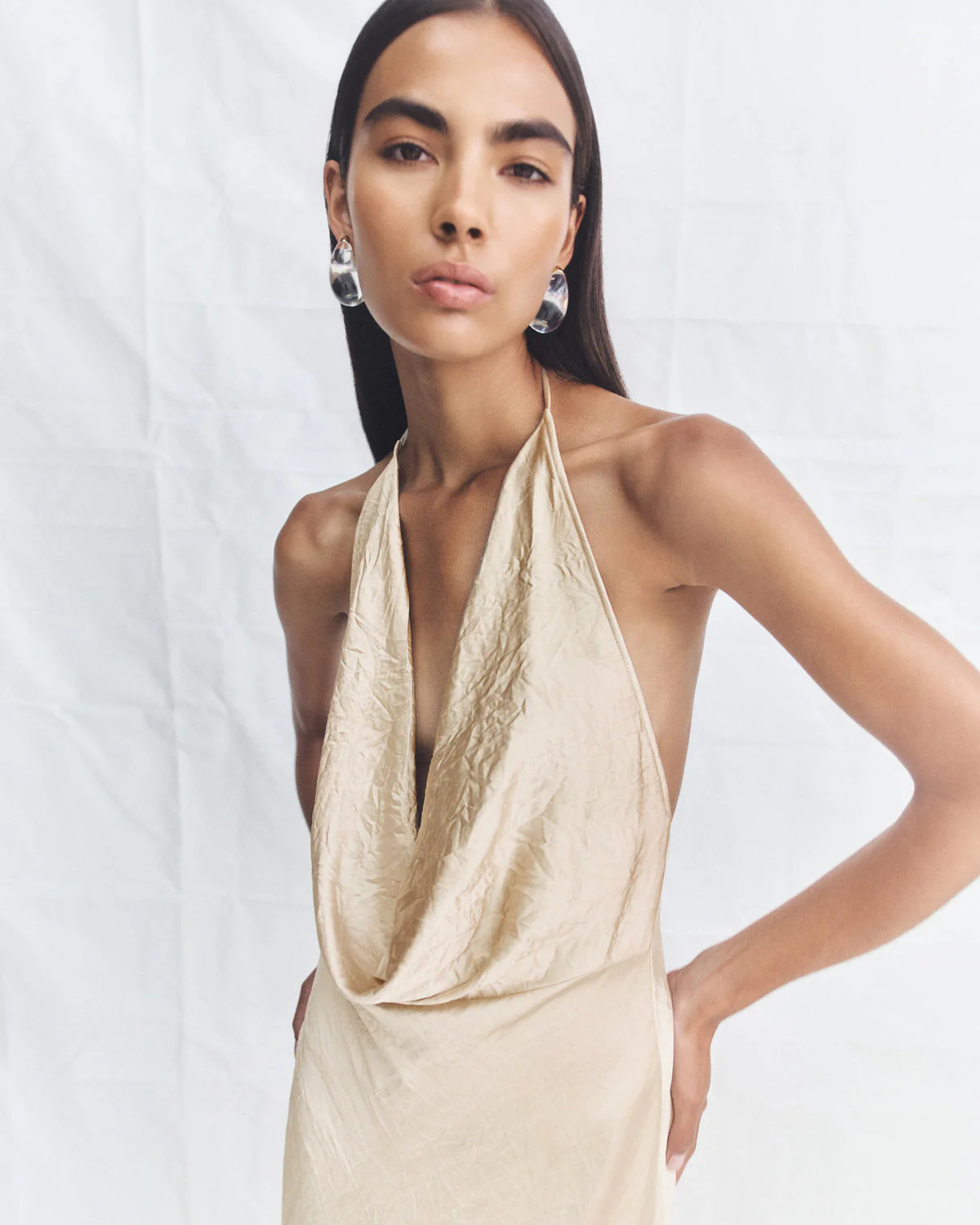 ANDIE LOW COWL MAXI DRESS - CHAMPAGNE - Image 6