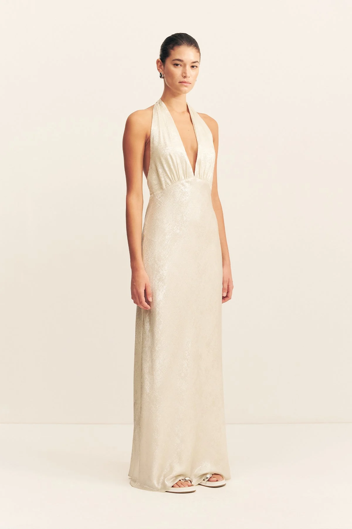CALDER HALTER NECK MAXI DRESS - BUBBLY - Image 3