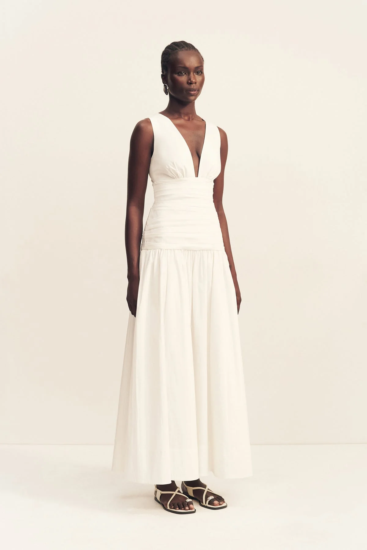 CAMPBELL GATHERED MAXI DRESS - IVORY - Image 3