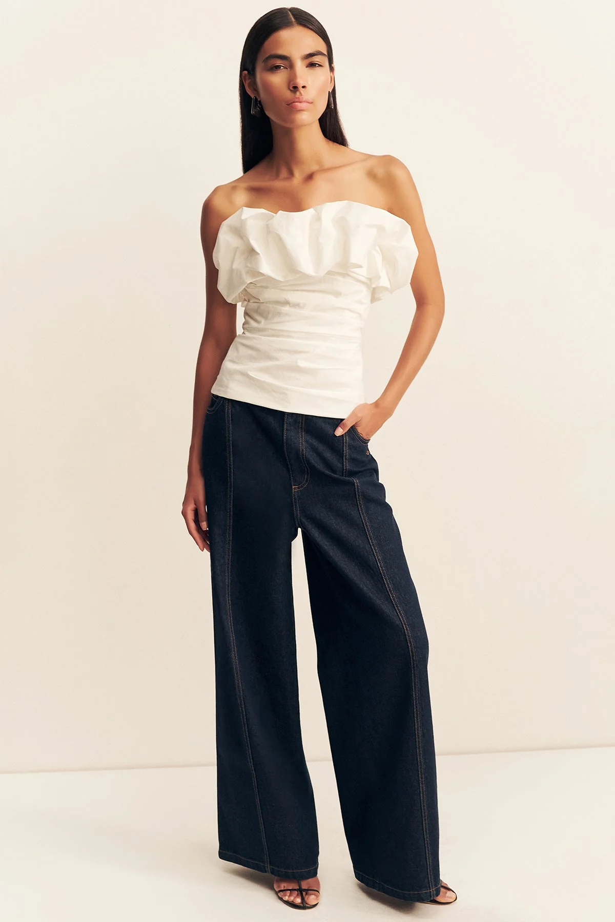CAMPBELL STRAPLESS BUBBLE TOP - IVORY - Image 6
