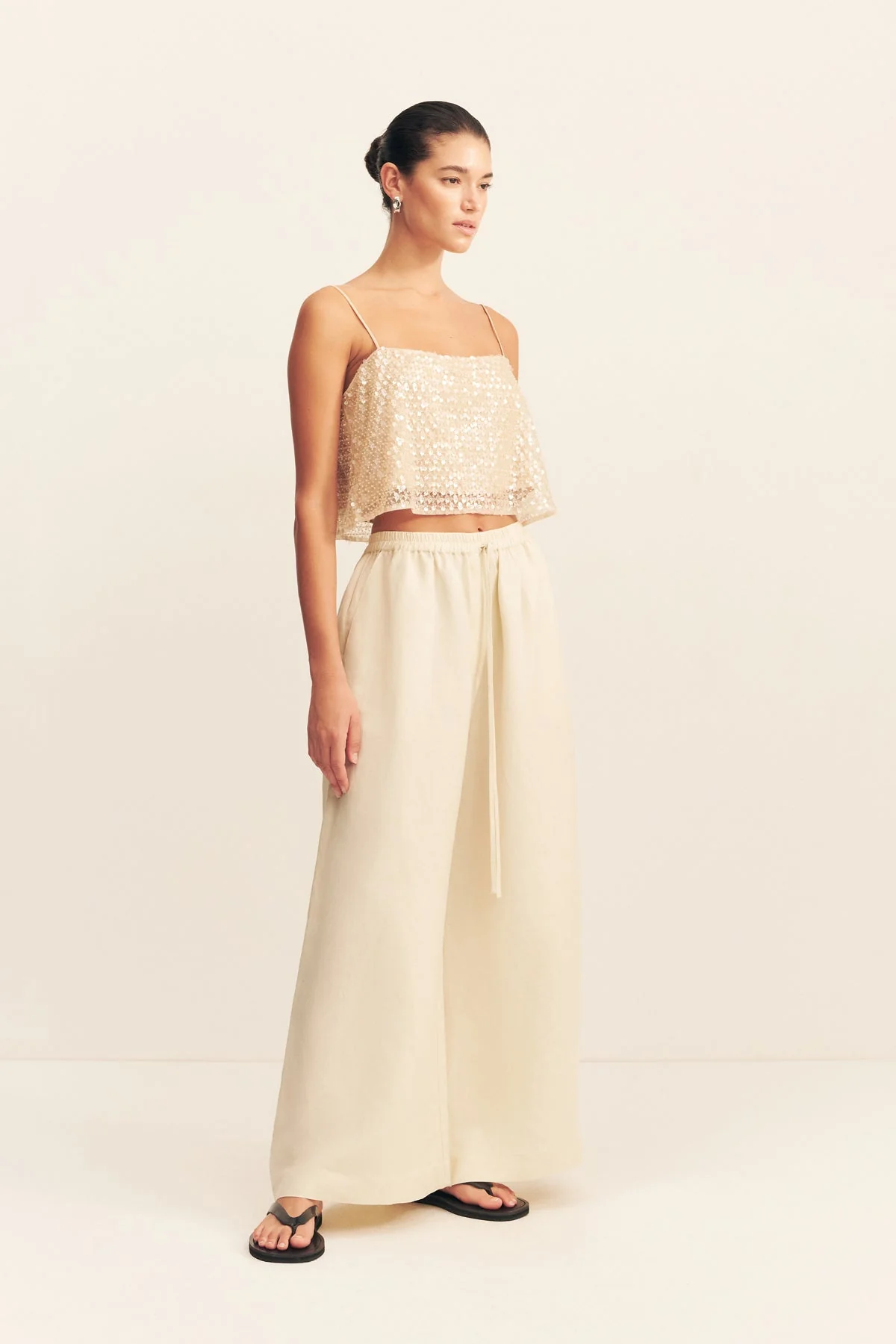 GIGI WIDE LEG PANT - ECRU - Image 3