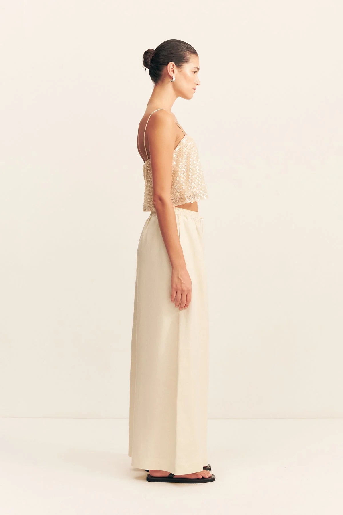 GIGI WIDE LEG PANT - ECRU - Image 4