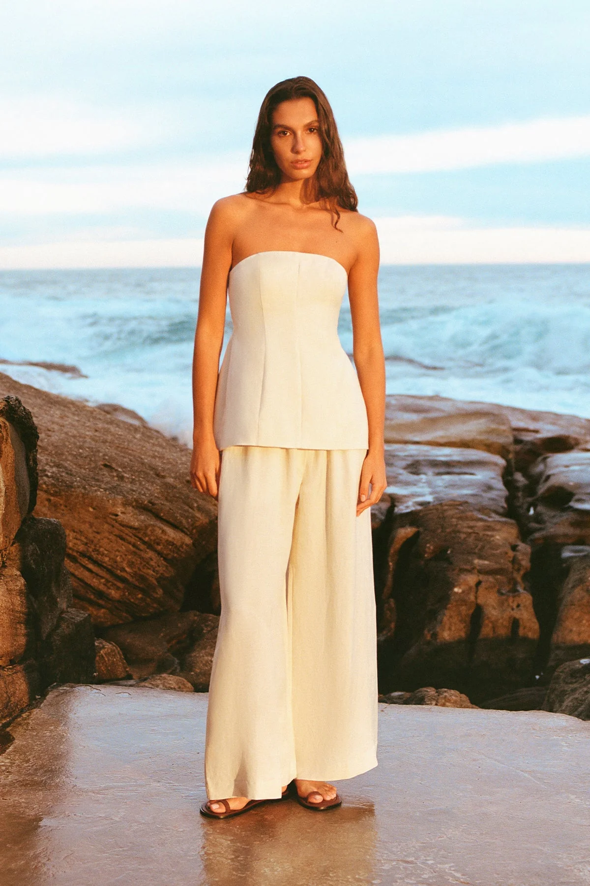 GIGI WIDE LEG PANT - ECRU - Image 6