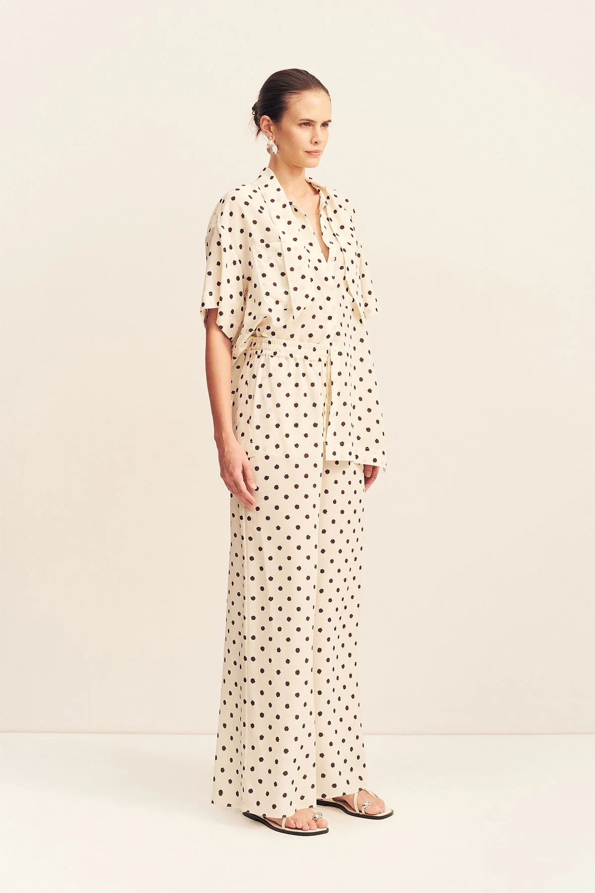 HOUSTON SHEER SHIRT WITH TIE - BLANC POLKA - Image 3