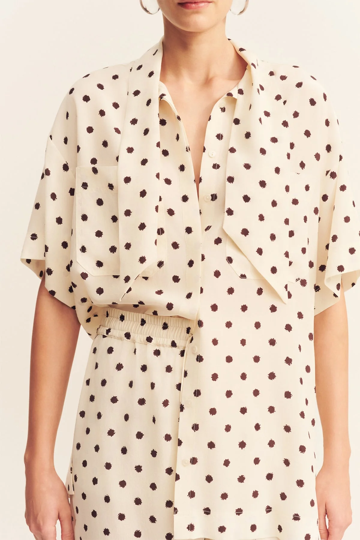 HOUSTON SHEER SHIRT WITH TIE - BLANC POLKA - Image 7