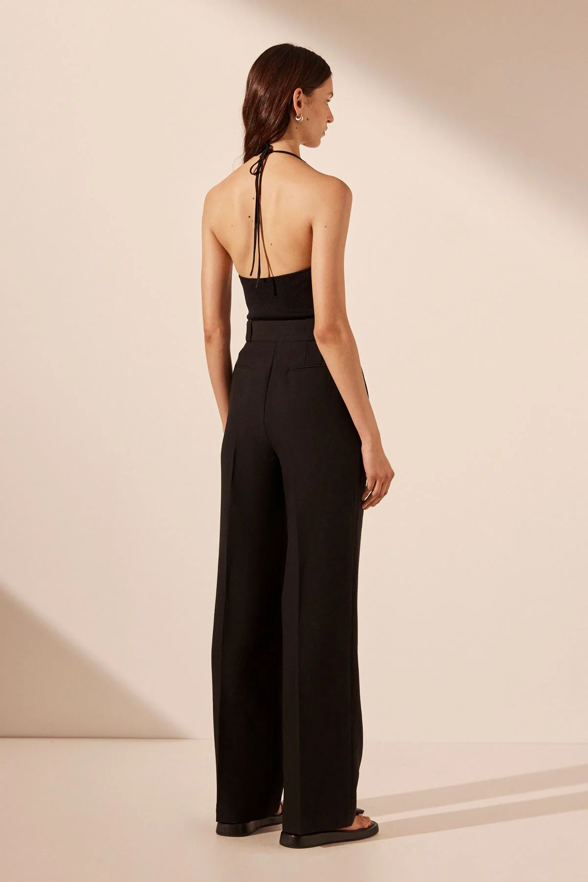 IRENA HIGH WAISTED TAILORED PANT - BLACK - Image 4