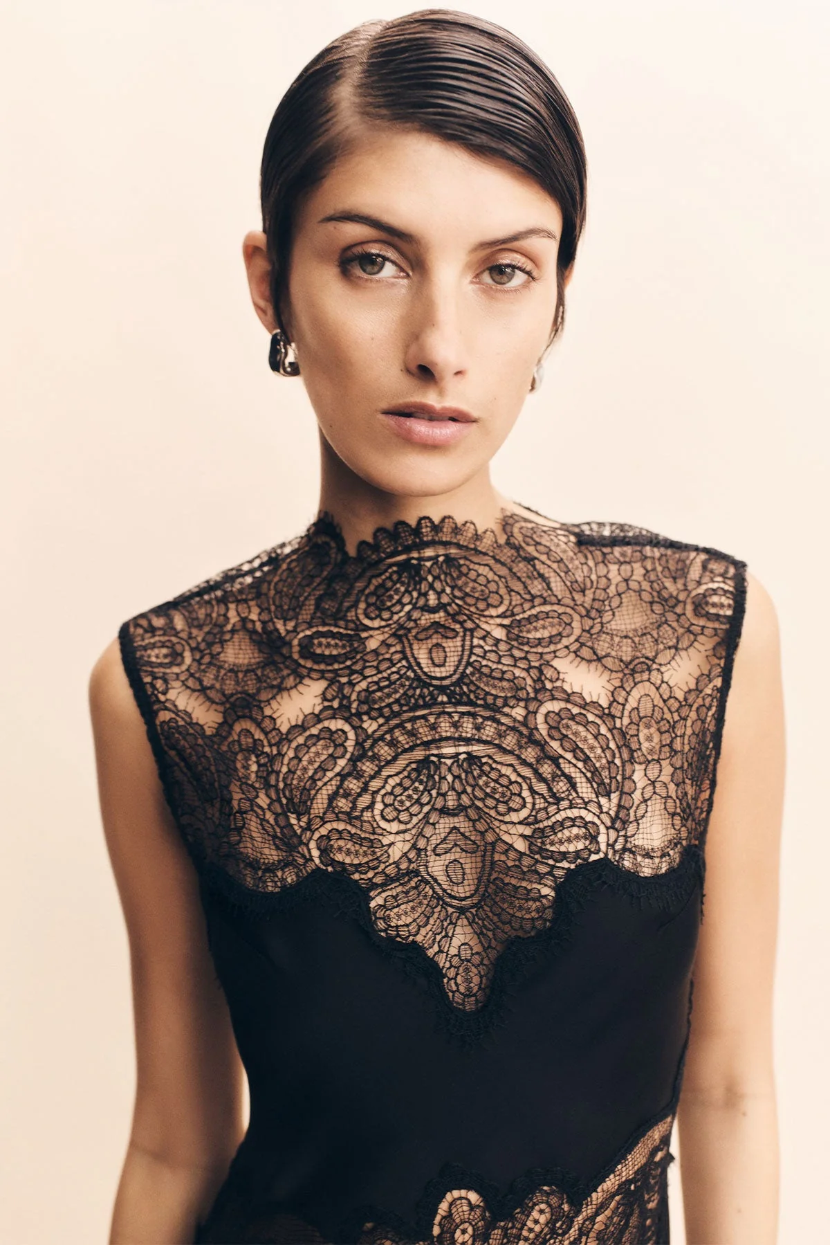 JAMILA LACE HIGH NECK MAXI DRESS - BLACK - Image 6