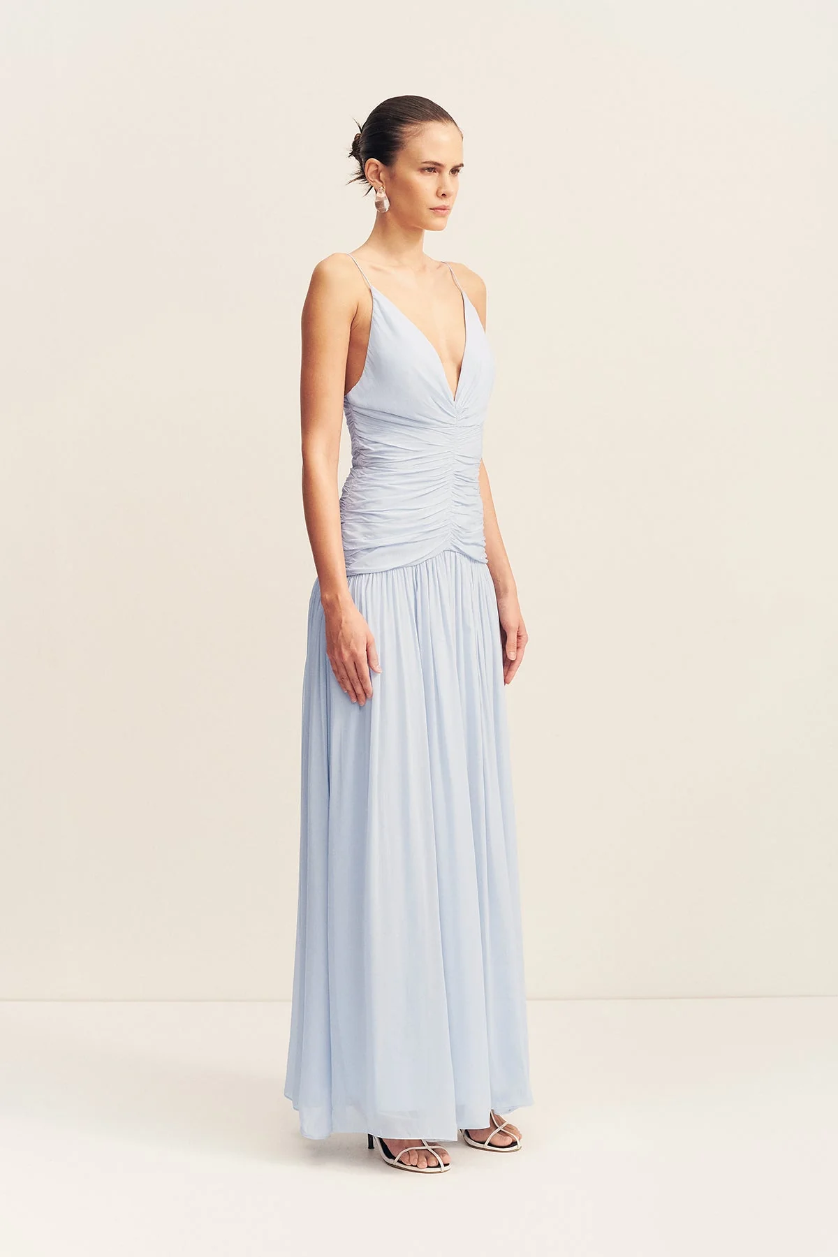 JUNO GATHERED BODICE MAXI DRESS - ARCADIAN BLUE - Image 3