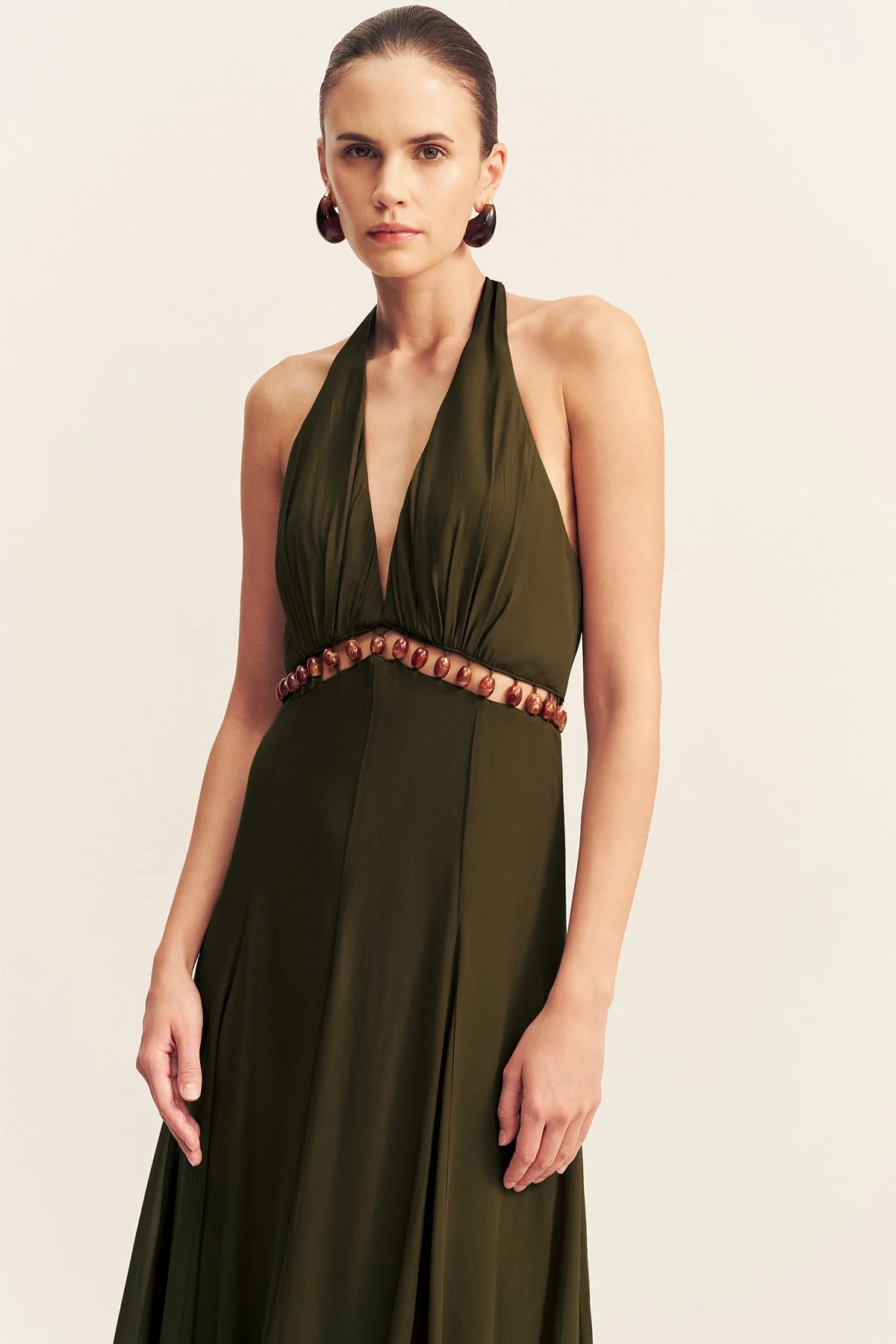 JUNO BEADED PLUNGED MAXI DRESS - JUNGLE - Image 2