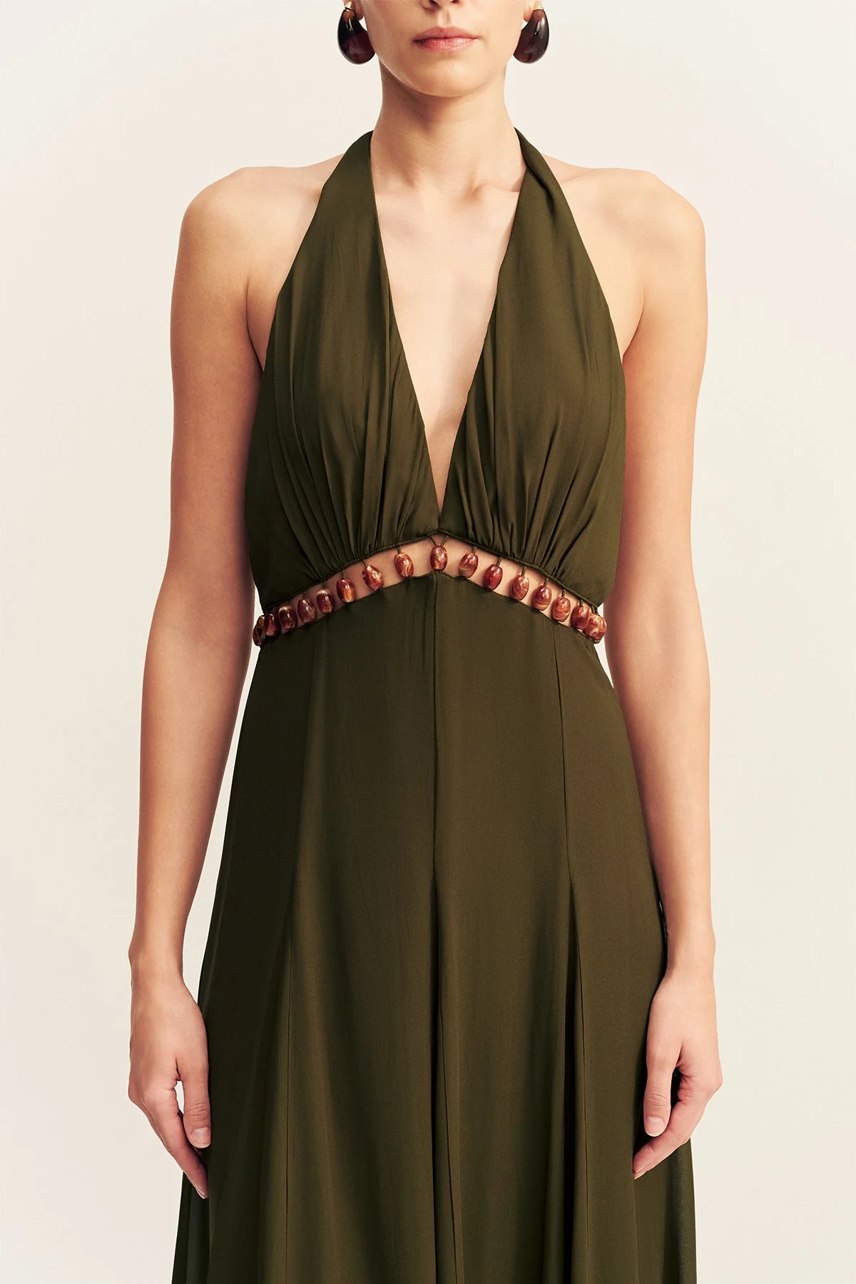 JUNO BEADED PLUNGED MAXI DRESS - JUNGLE - Image 7