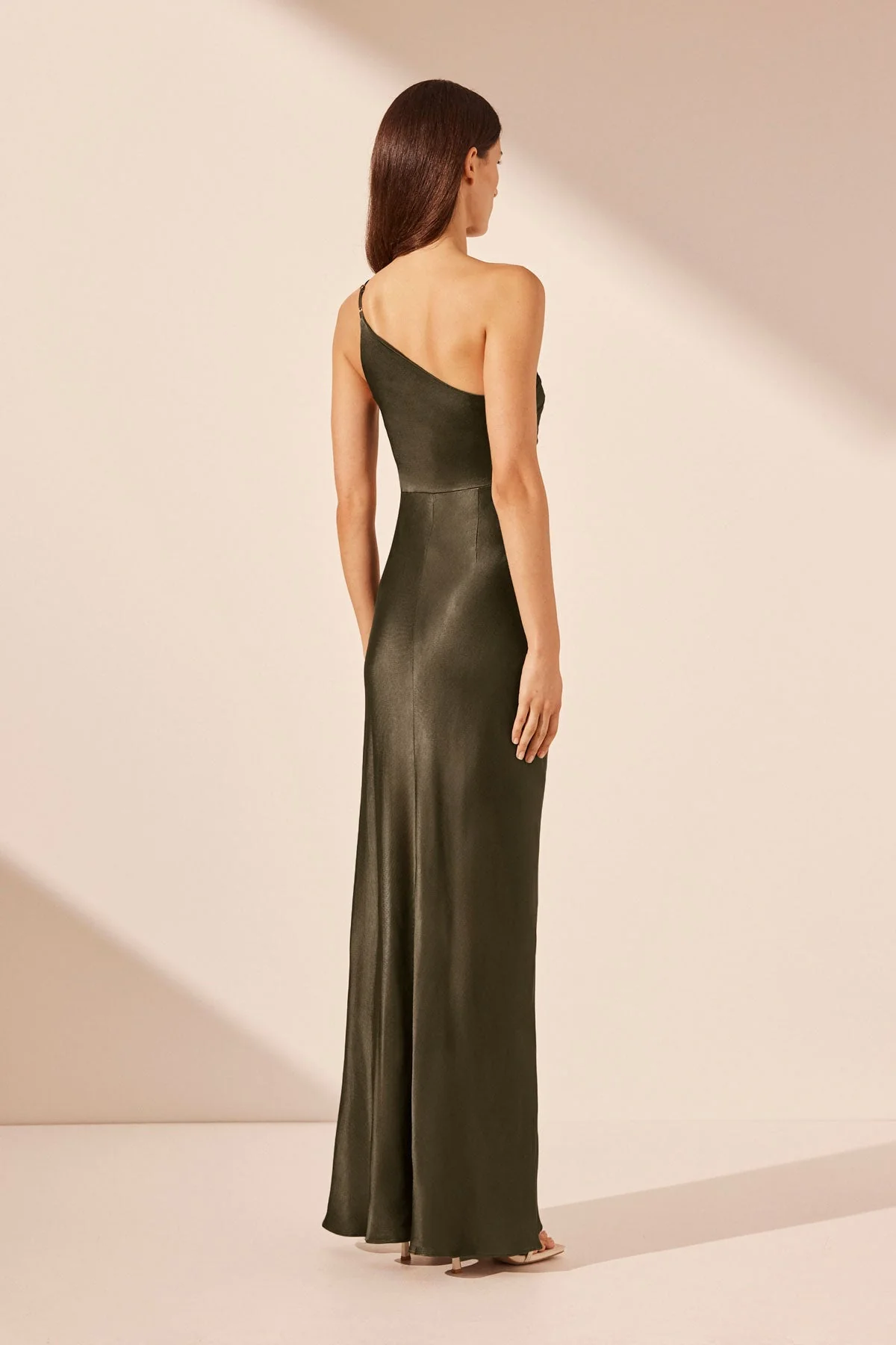 LA LUNE ASYMMETRICAL GATHERED MAXI DRESS - FOREST - Image 5