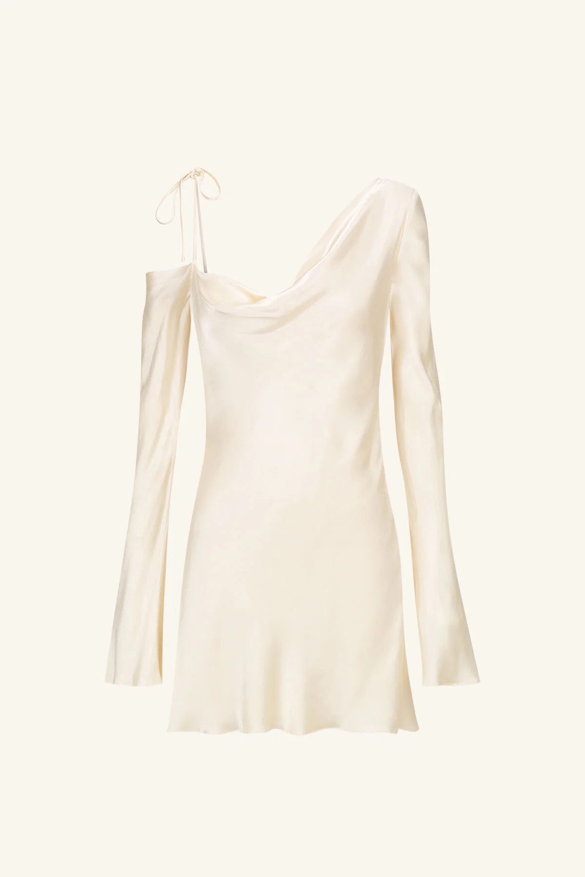 LA LUNE ASYMMETRICAL LONG SLEEVE MINI DRESS - CREAM - Image 7