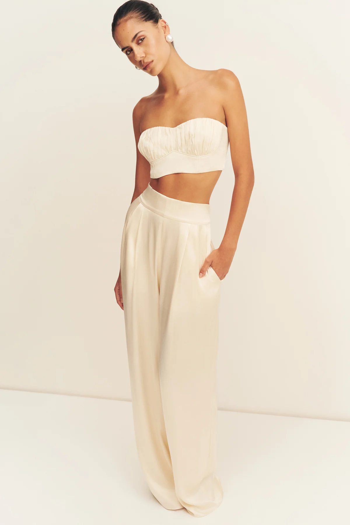 LA LUNE CORDED RUCHED BRALETTE - CREAM - Image 6