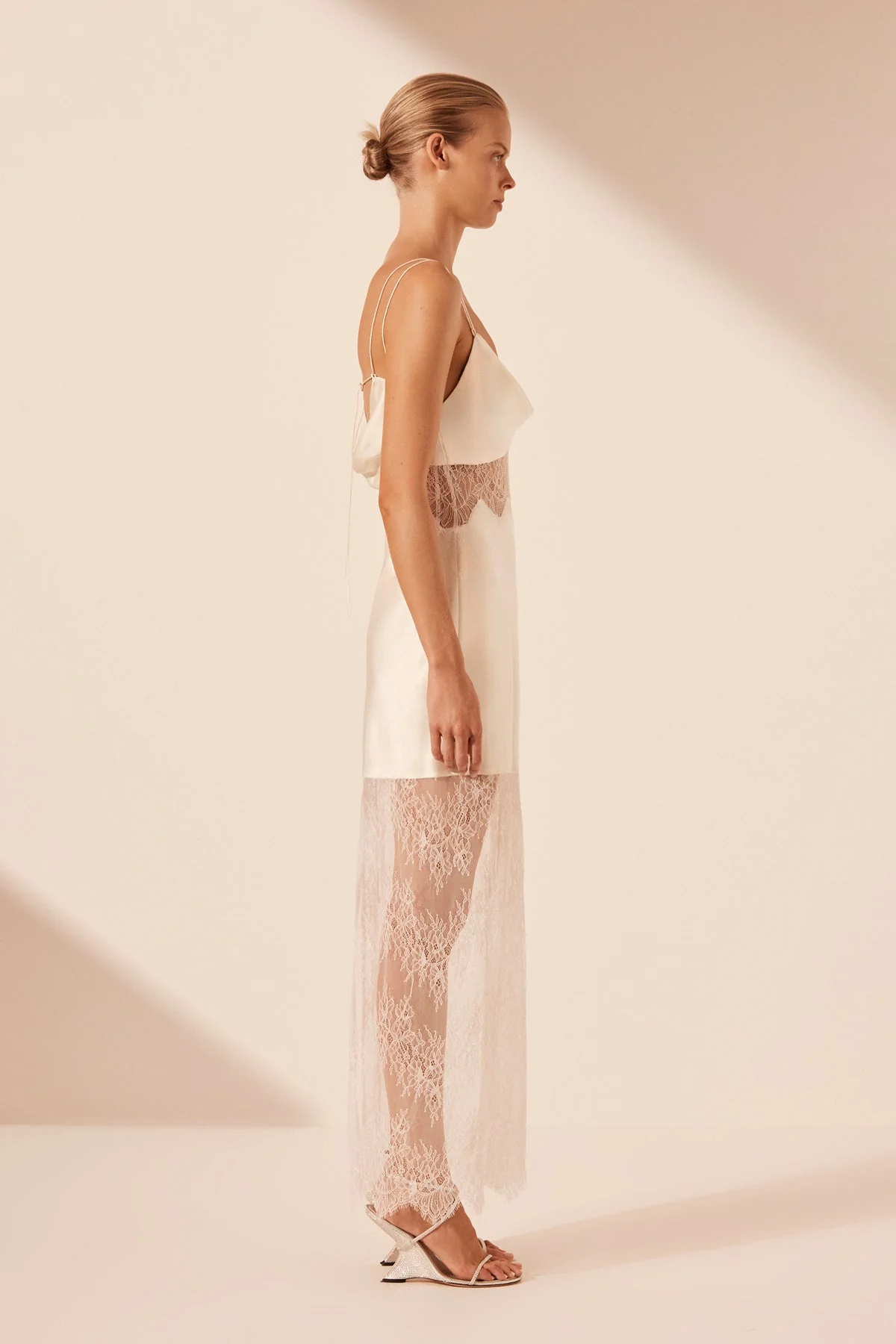 LA LUNE CUMULUS SILK LACE MAXI DRESS - IVORY - Image 3