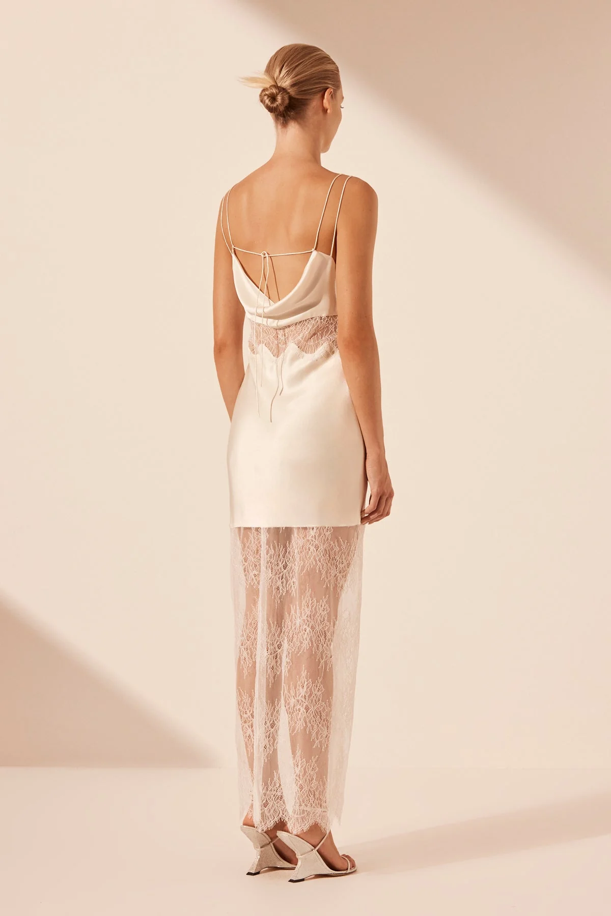 LA LUNE CUMULUS SILK LACE MAXI DRESS - IVORY - Image 4