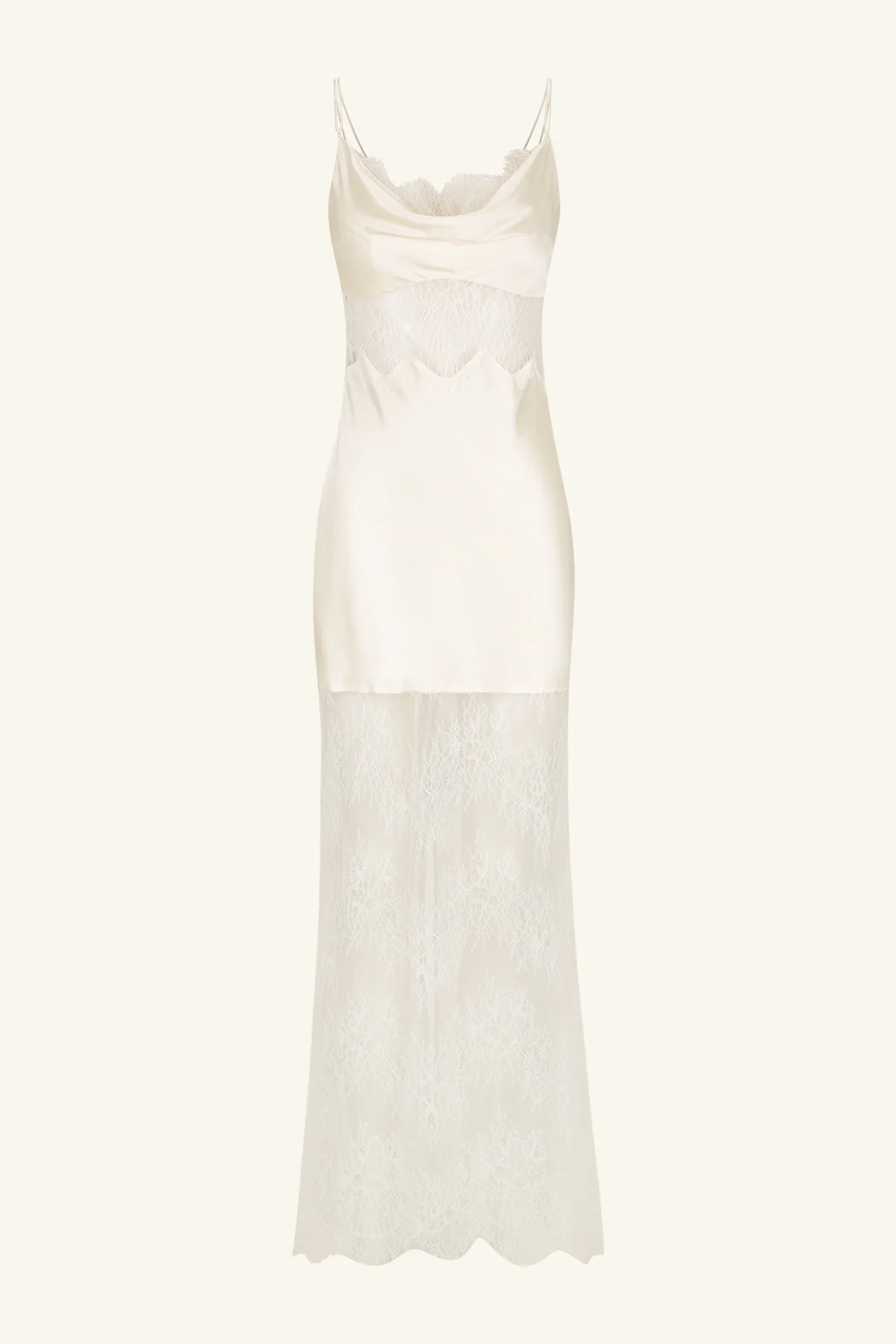 LA LUNE CUMULUS SILK LACE MAXI DRESS - IVORY - Image 7