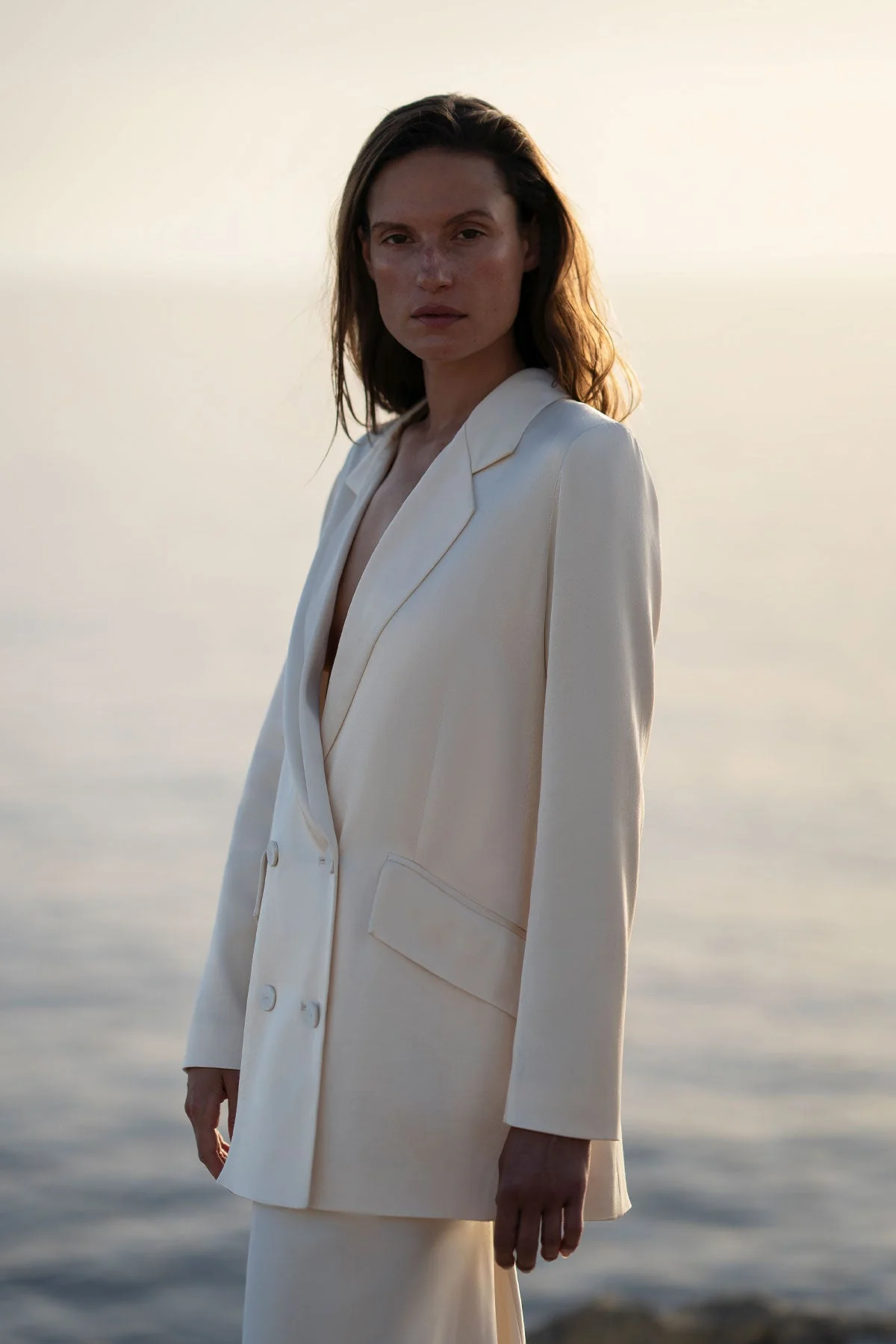 LA LUNE DOUBLE BREASTED BLAZER - CREAM - Image 5