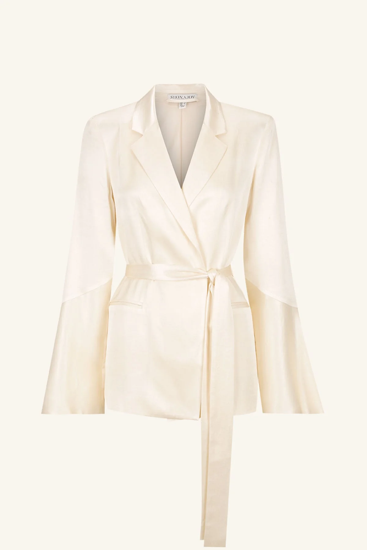 LA LUNE FLARED SLEEVE BELTED BLAZER - CREAM - Image 6