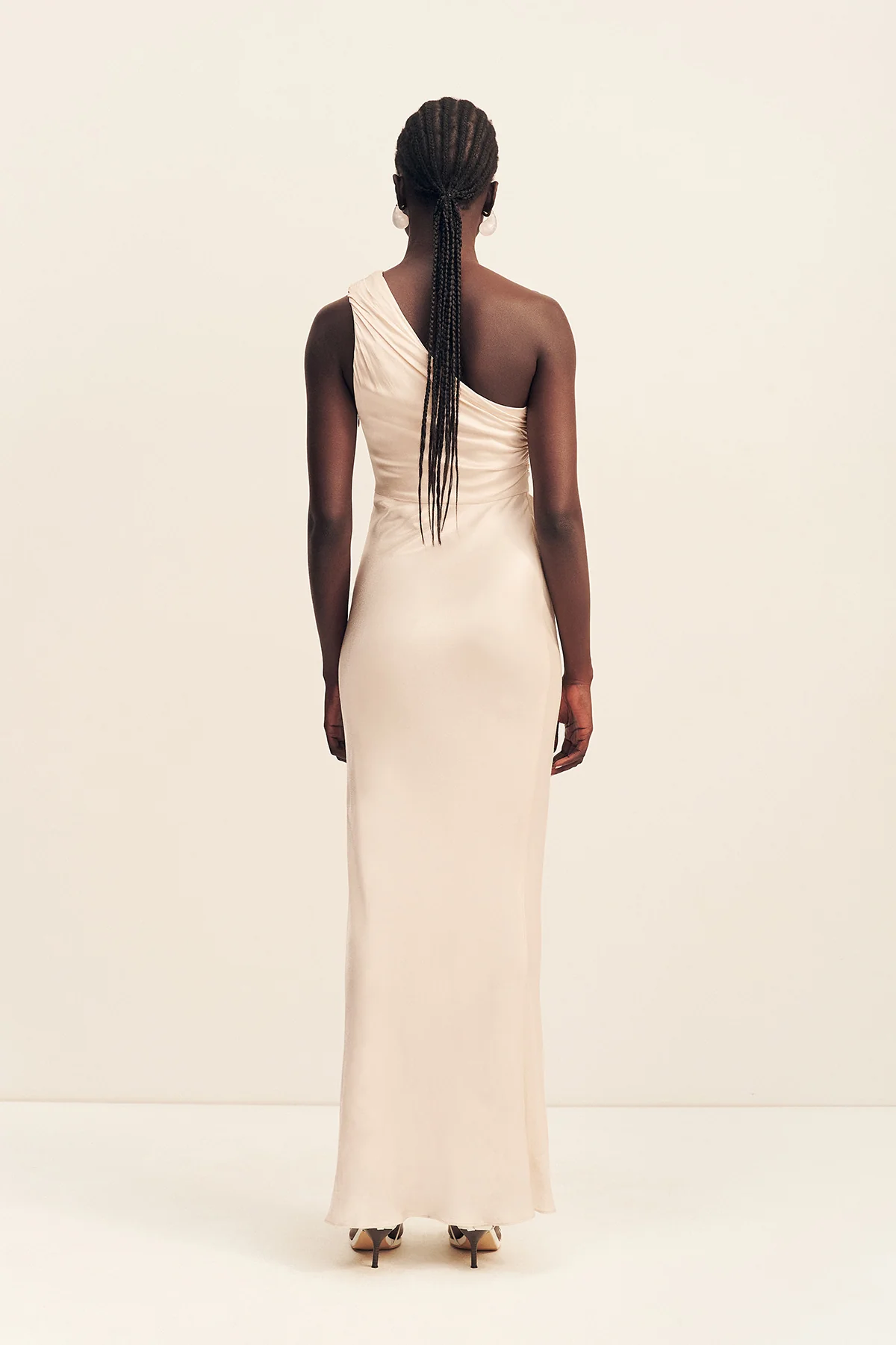 LA LUNE GATHERED ONE SHOULDER MAXI DRESS - CREAM - Image 5