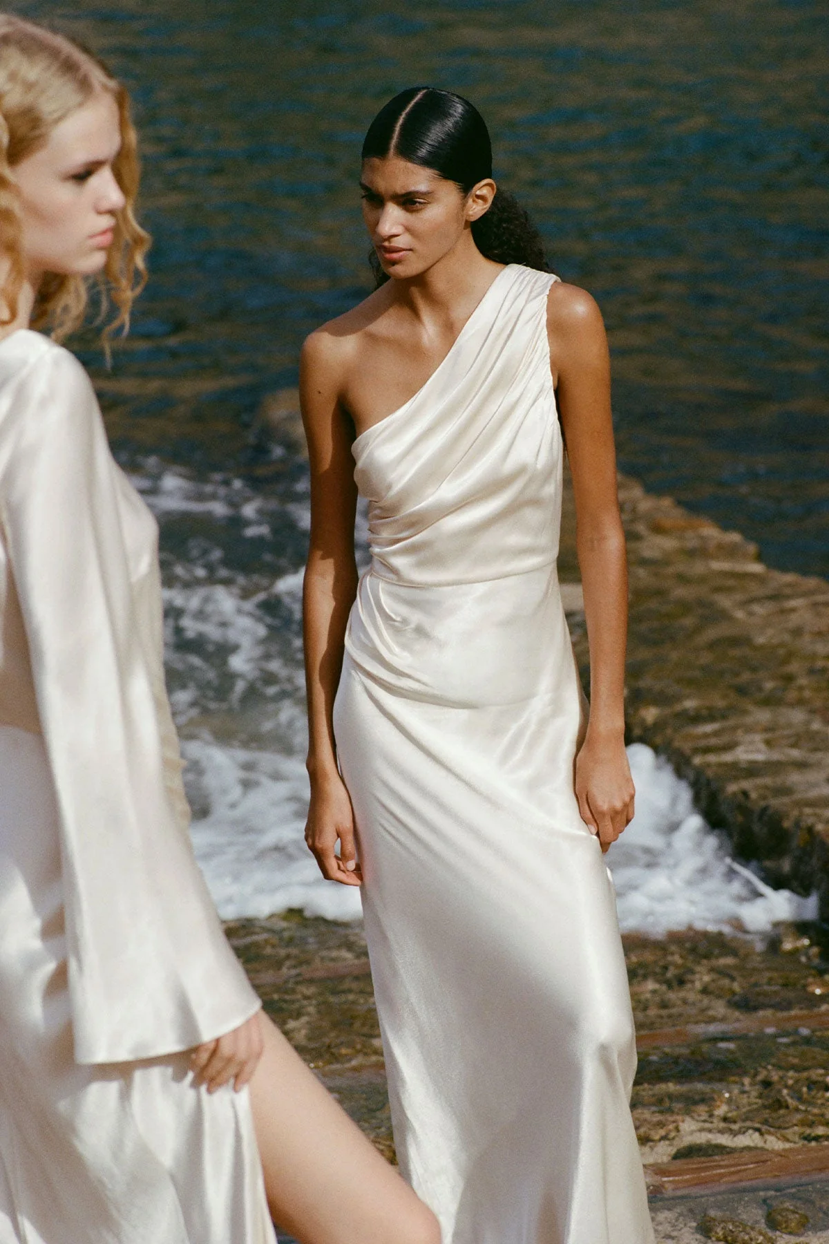 LA LUNE GATHERED ONE SHOULDER MAXI DRESS - CREAM - Image 6