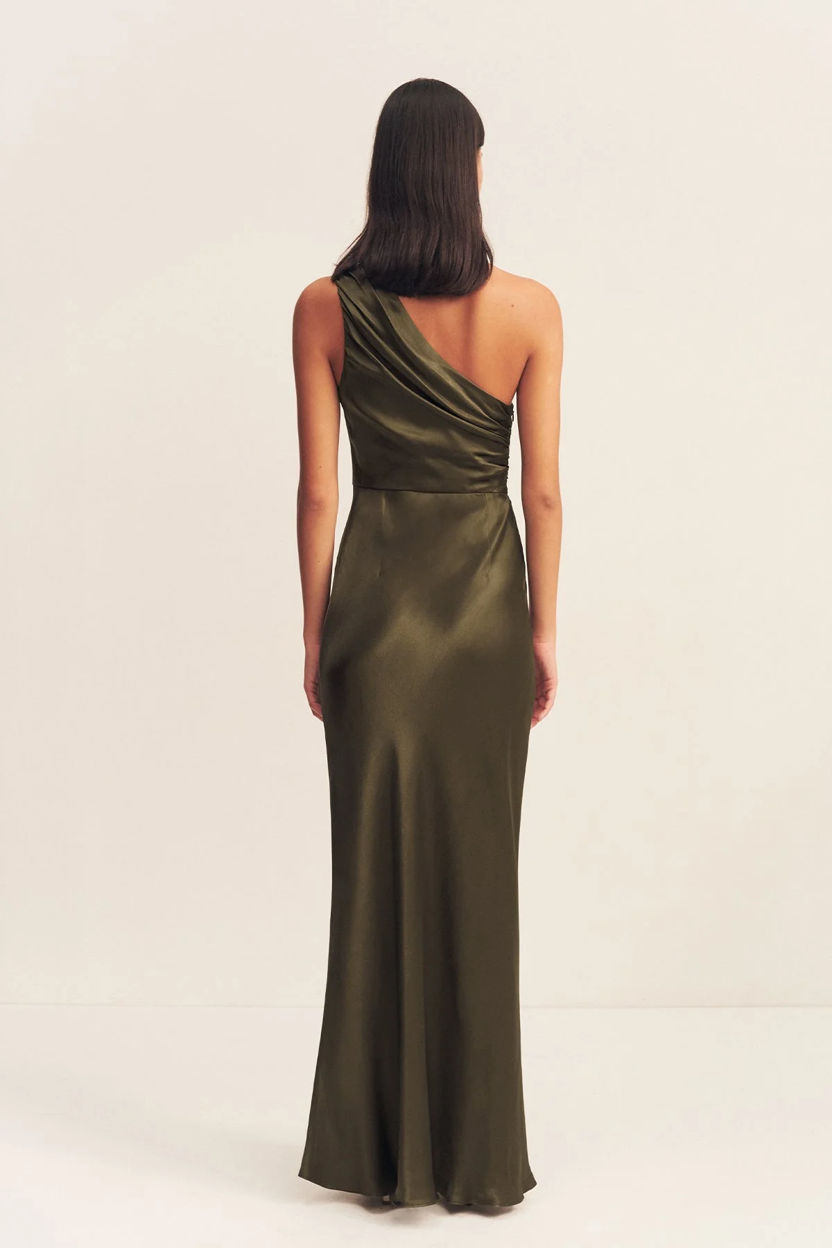 LA LUNE GATHERED ONE SHOULDER MAXI DRESS - FOREST - Image 5