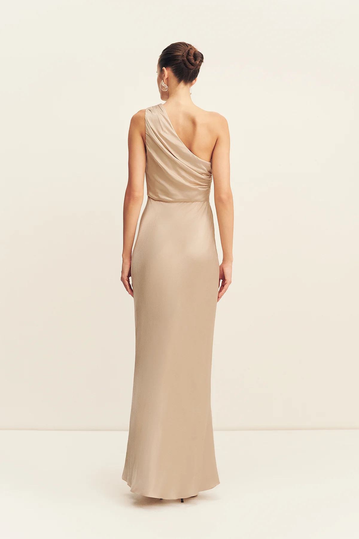 LA LUNE GATHERED ONE SHOULDER MAXI DRESS - GOLD - Image 5