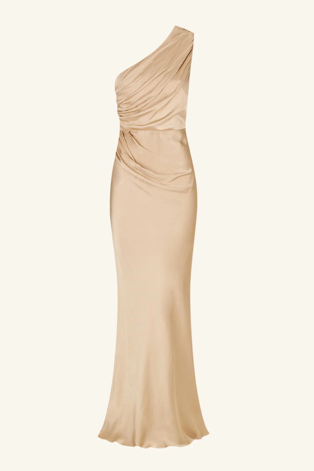 LA LUNE GATHERED ONE SHOULDER MAXI DRESS - GOLD - Image 7