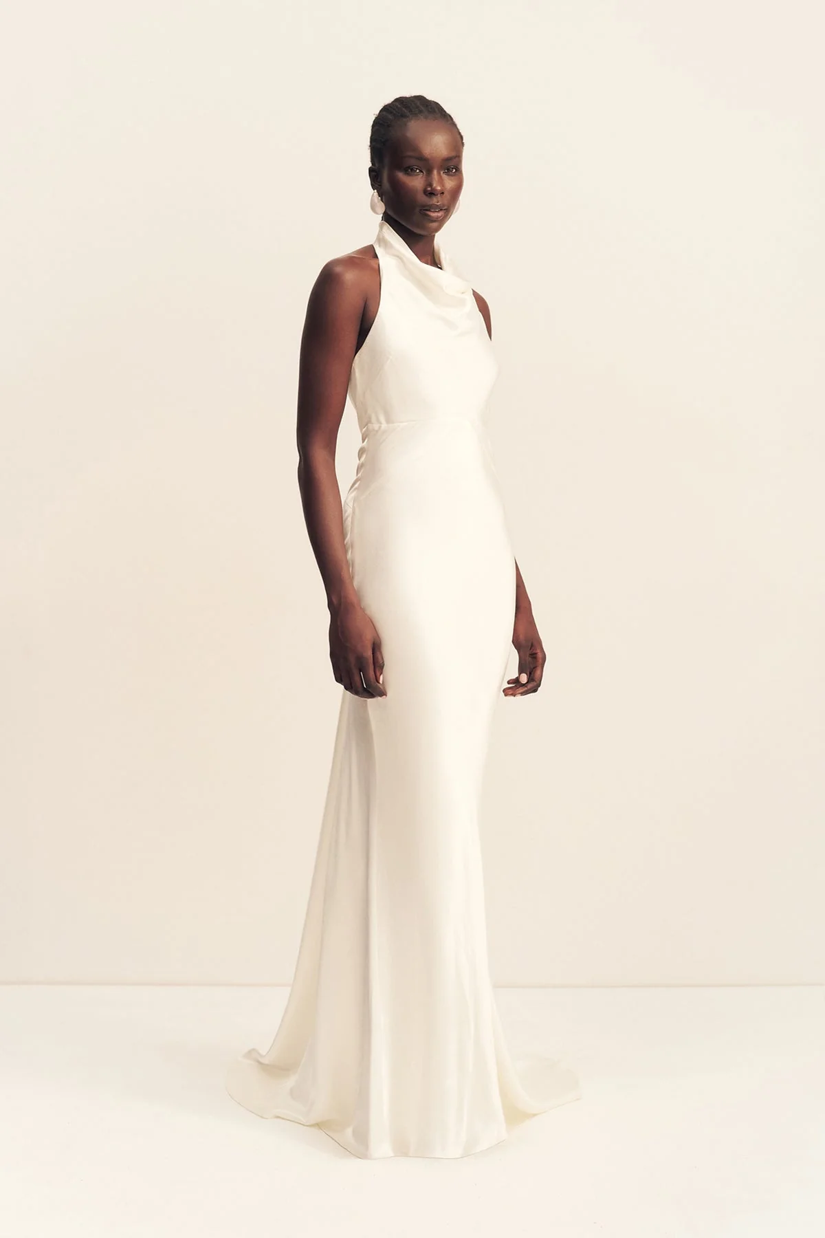 LA LUNE HIGH COWL OPEN BACK GOWN - WHITE - Image 3