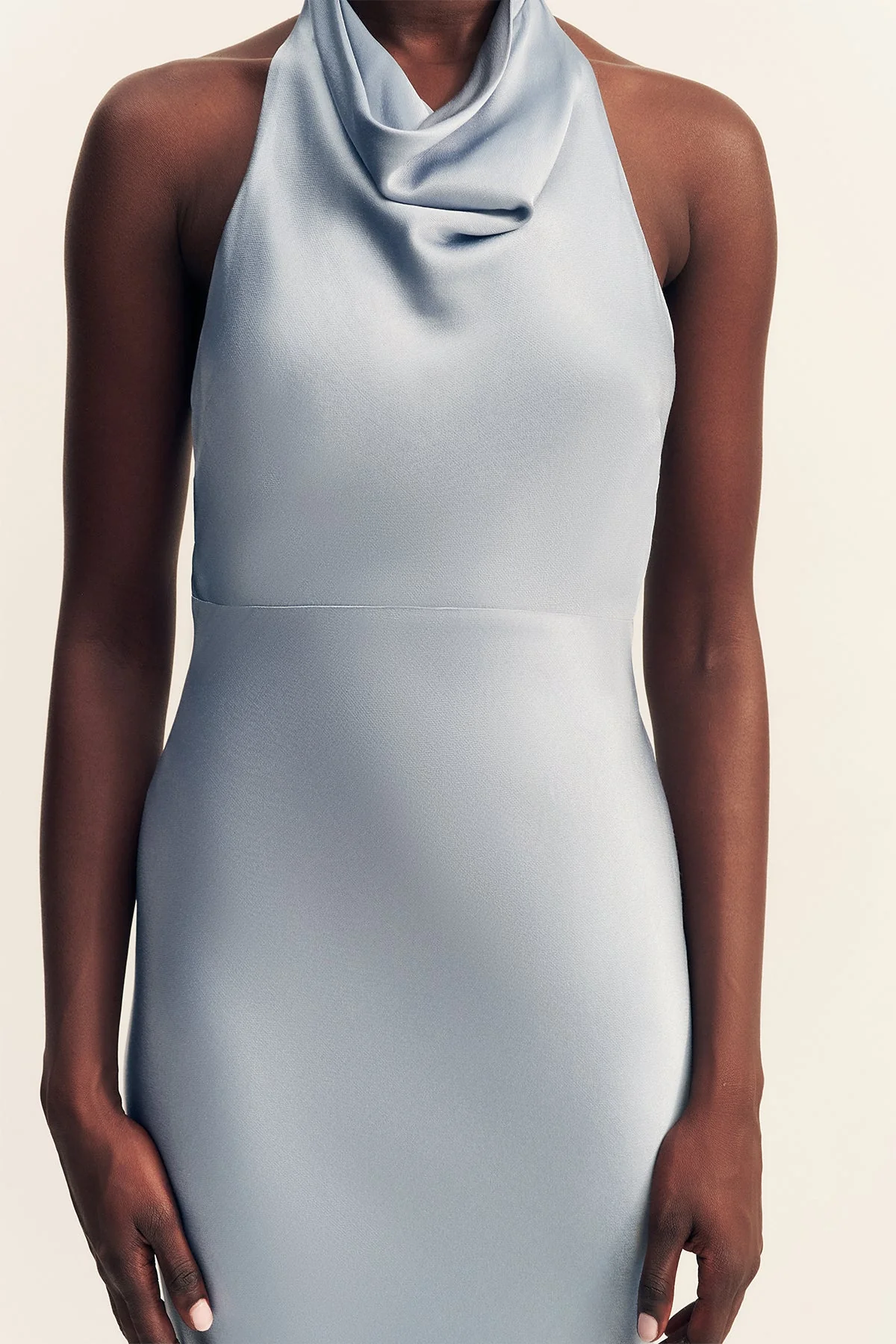 LA LUNE HIGH COWL OPEN BACK MAXI DRESS - POWDER BLUE - Image 6