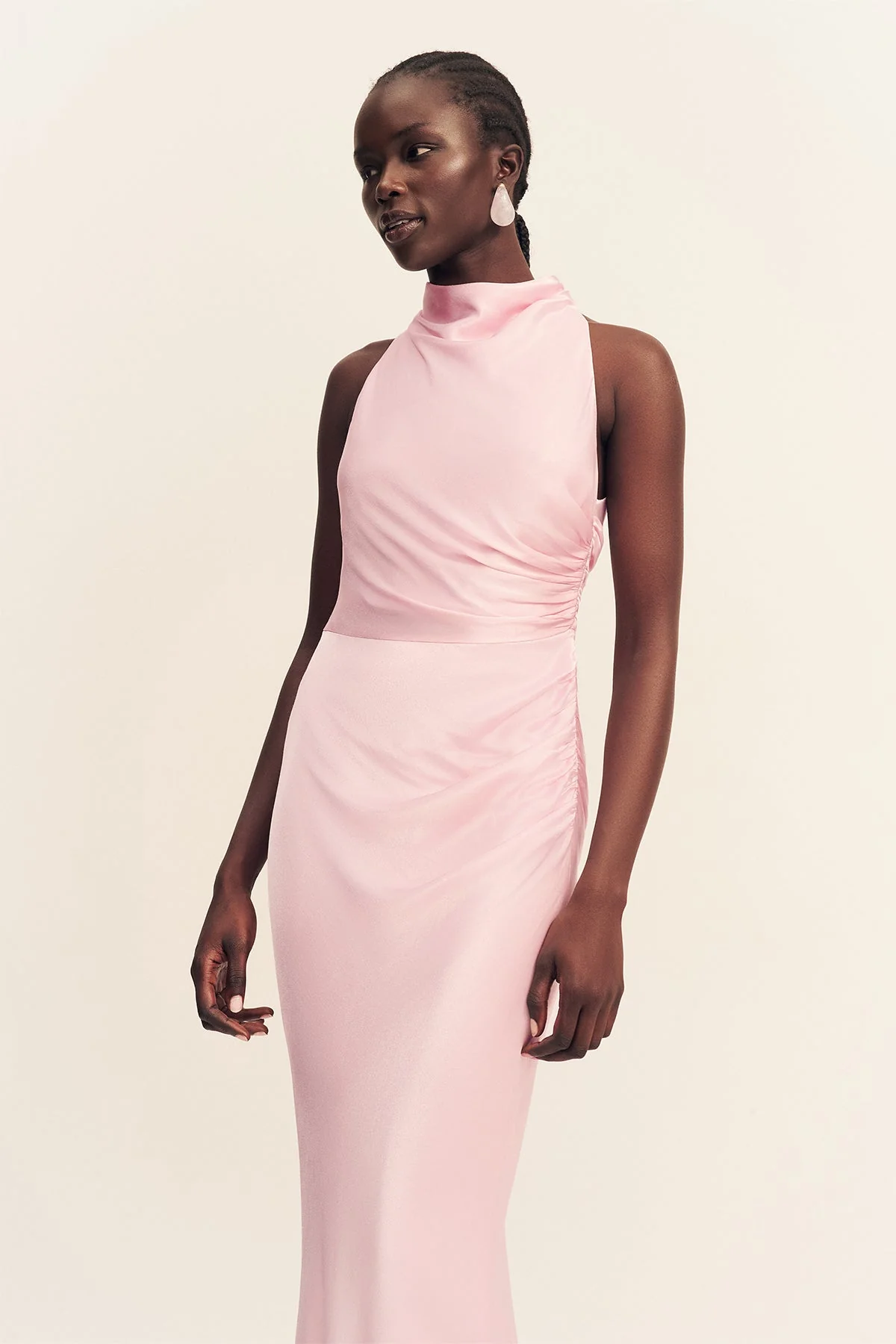 LA LUNE HIGH NECK GATHERED MAXI DRESS - BLOSSOM - Image 2
