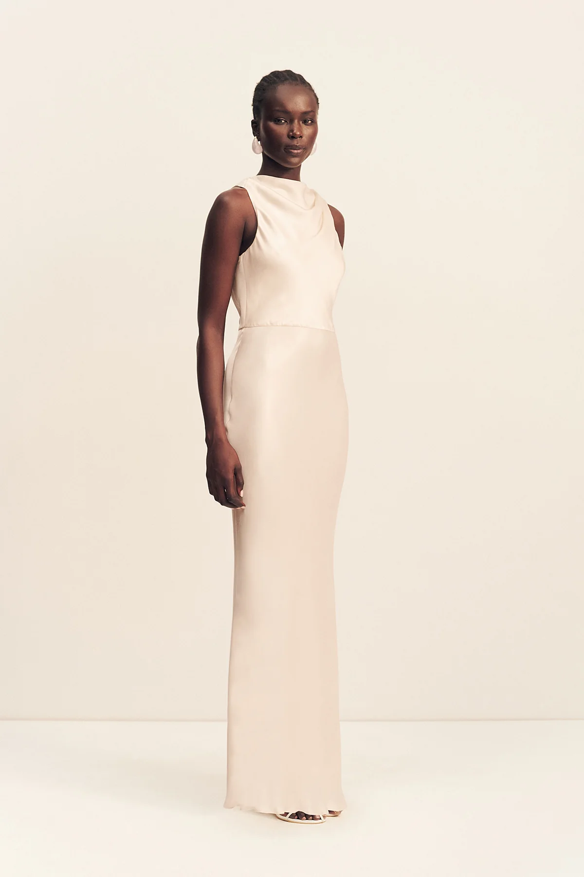 LA LUNE HIGH NECK MAXI DRESS - CREAM - Image 3