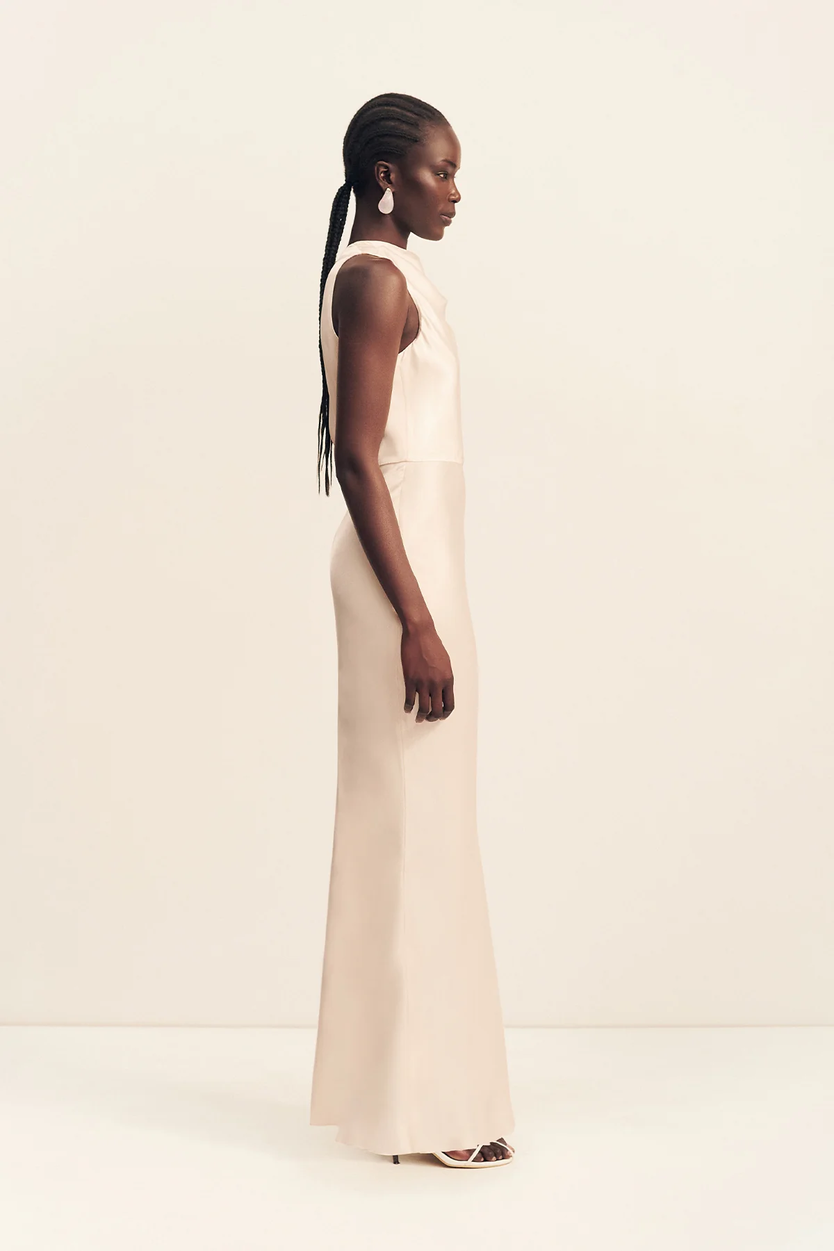 LA LUNE HIGH NECK MAXI DRESS - CREAM - Image 4