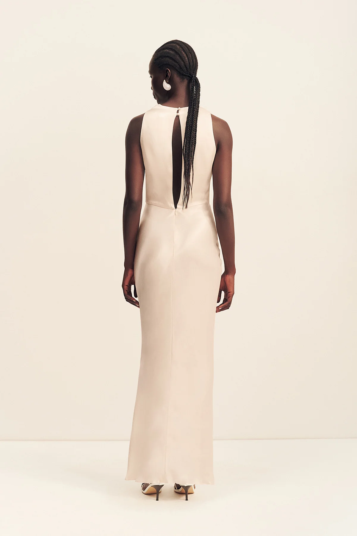 LA LUNE HIGH NECK MAXI DRESS - CREAM - Image 5