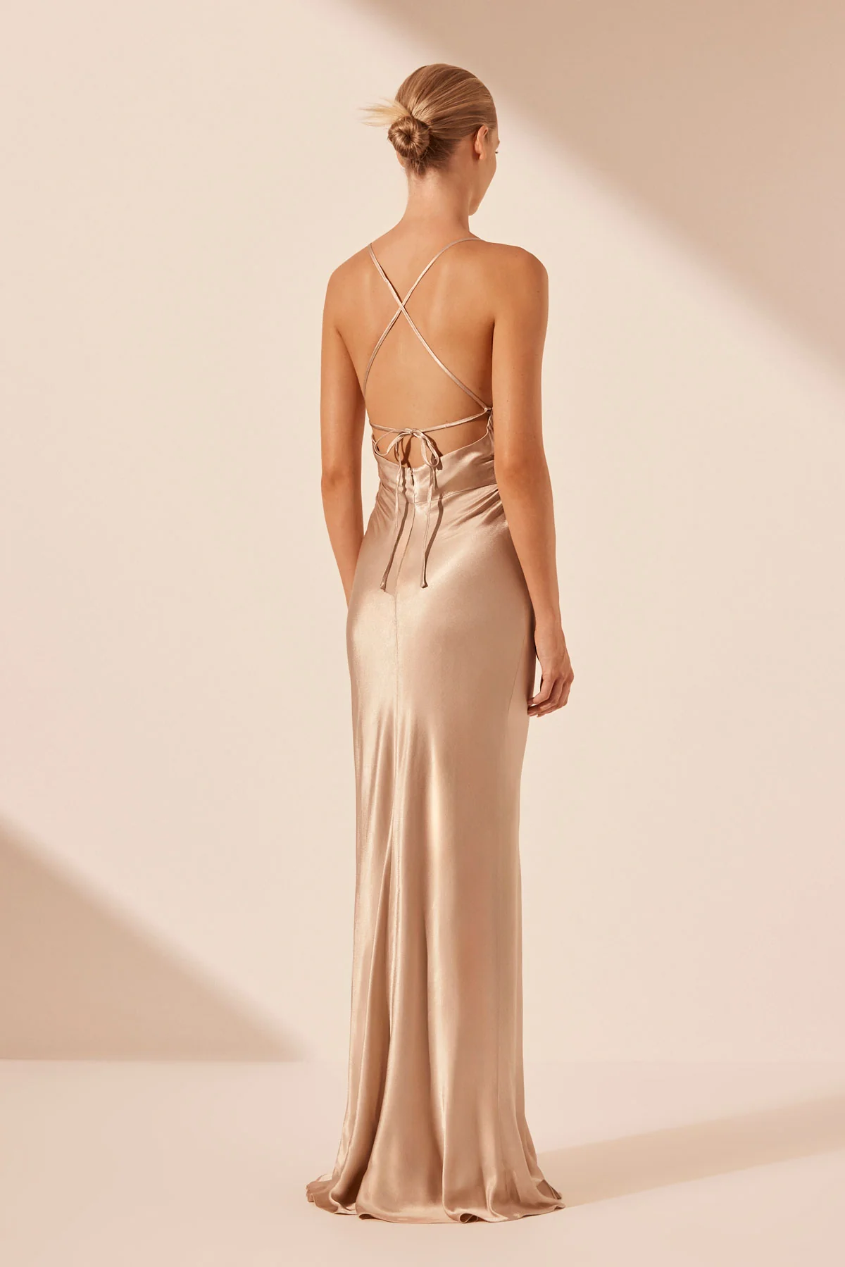LA LUNE LACE BACK MAXI DRESS - GOLD - Image 4
